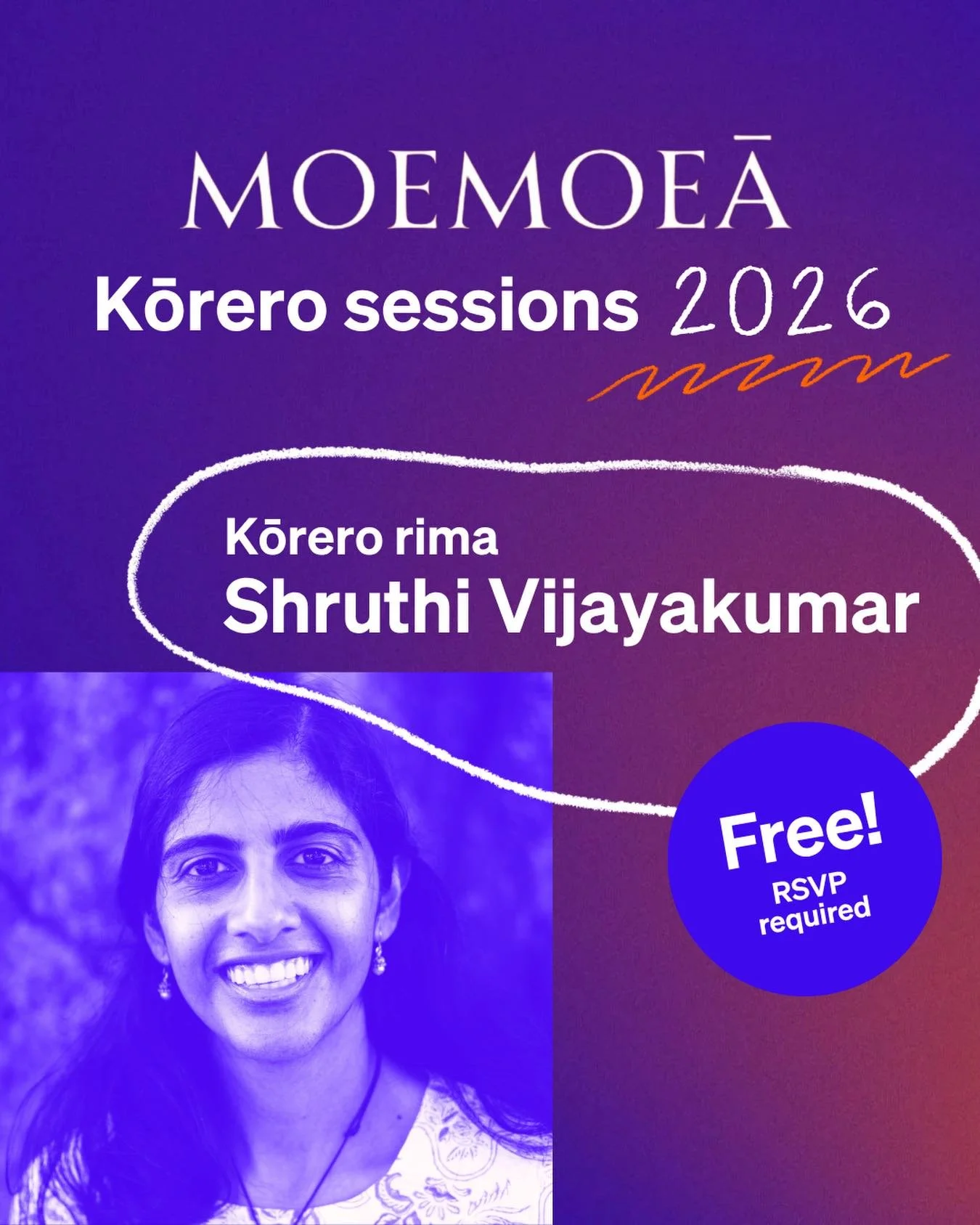 Whakapapa and culture are living, breathing forces that shape how we heal, how we lead, and how we navigate, reimagine and transform systems.

Shruthi Vijayakumar will join Tuihana Ohia for an abundant and generative Moemoeā kōrero session, diving de