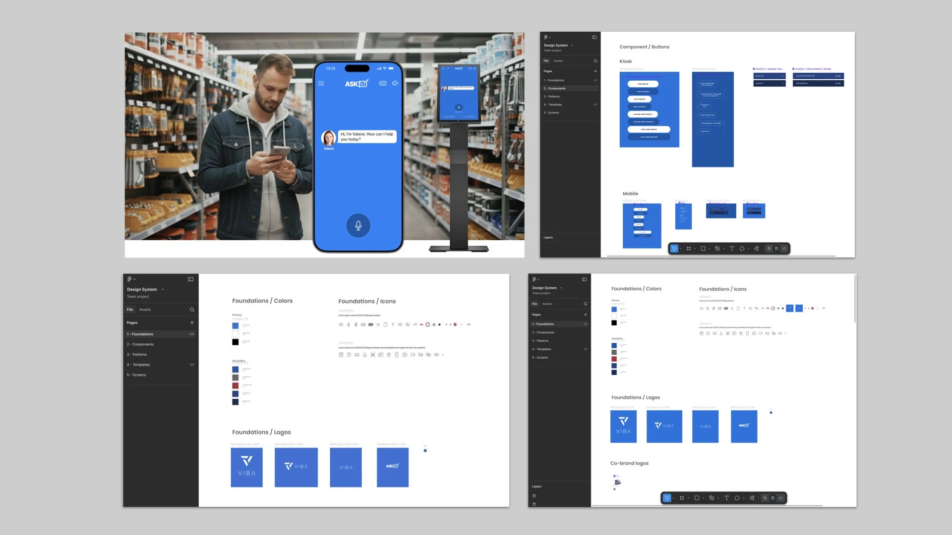 Example screens from the scalable design system