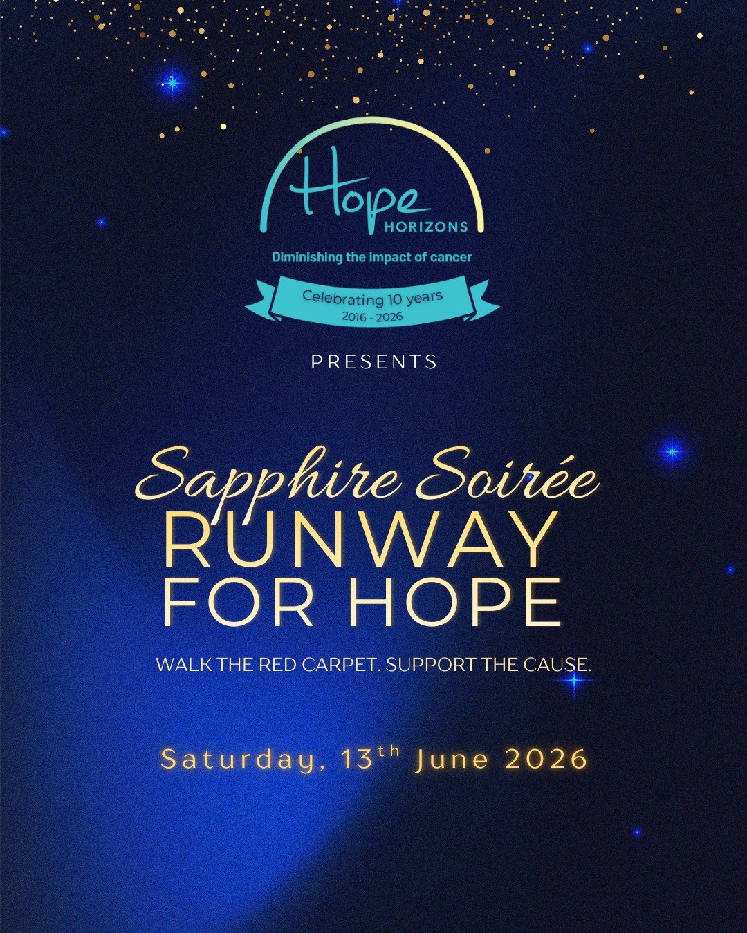 HOPE HORIZONS proudly presents:

💙 Sapphire Soir&eacute;e: Runway for Hope 💙

Set against the striking backdrop of @toowoombawellcampairport, this 𝗠𝗲𝘁 𝗚𝗮𝗹𝗮 inspired evening honours a decade of compassion, resilience and unwavering support fo