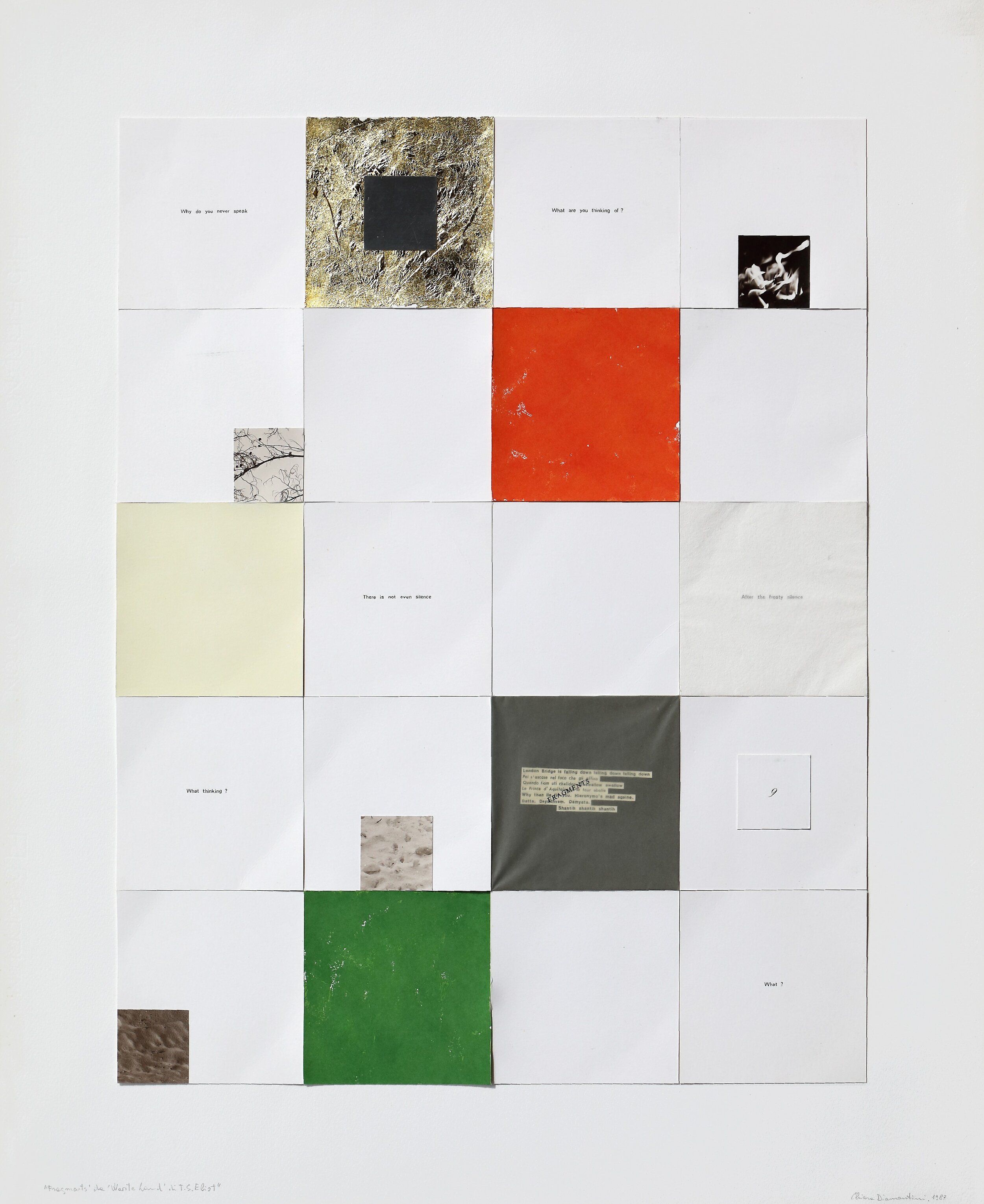 Chiara Diamantini, "Frammenti  da The waste land di T.S. Eliot", 1987 
