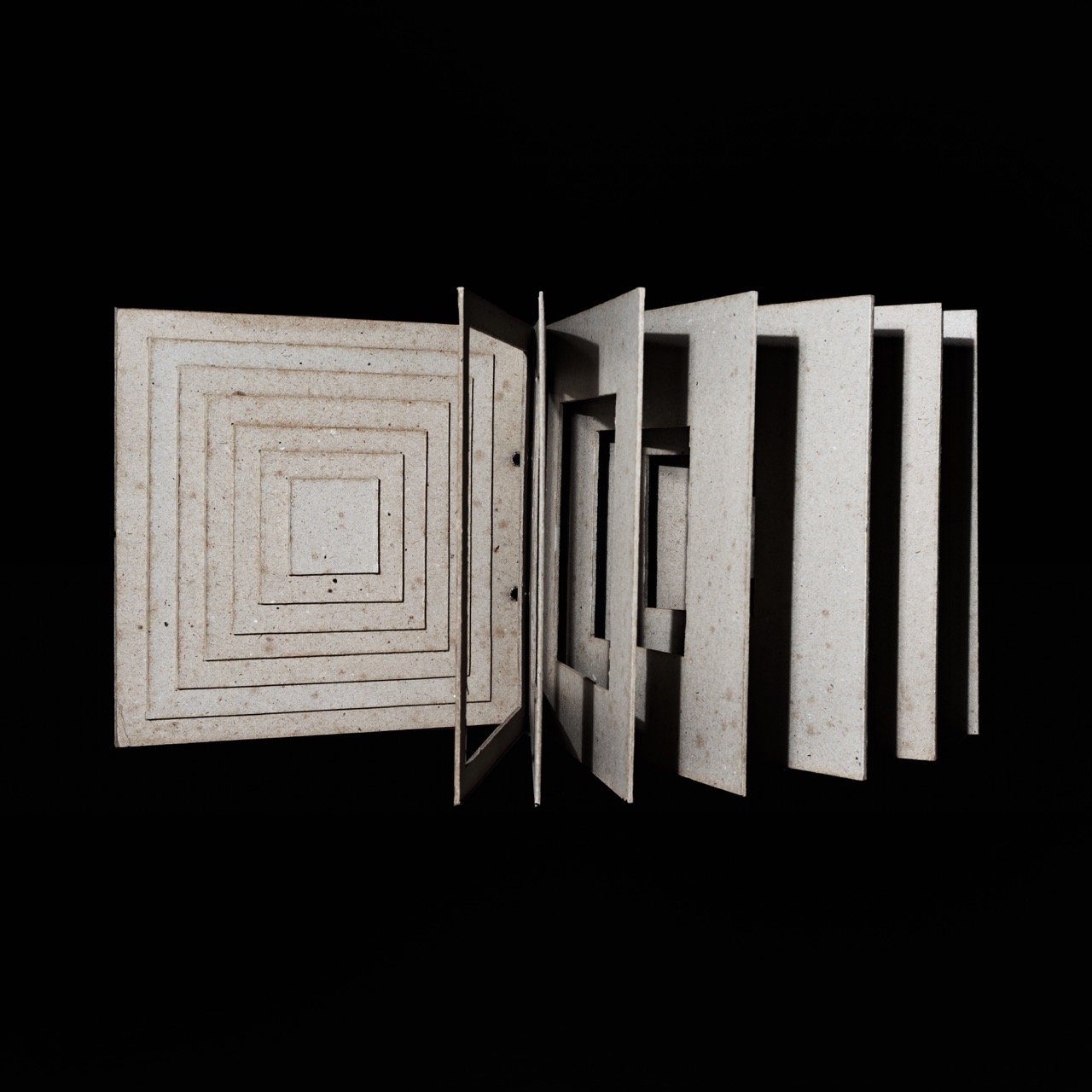 Square's square, 1979
Object-book in cardboard, cloth and metal rings