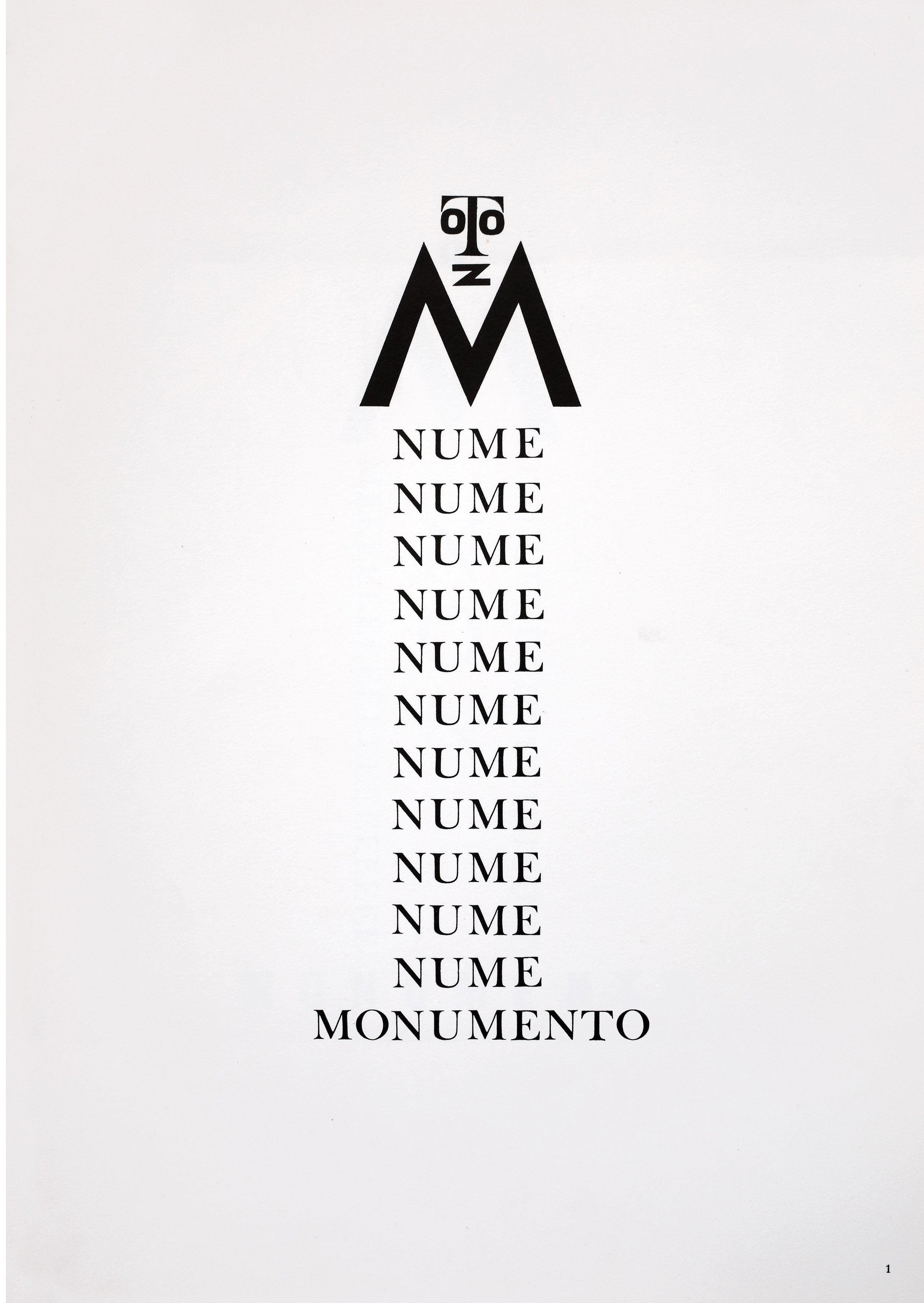 History of Monument, 1968
Published by De Luca, Rome
Six pages of offset lithographs on paper
