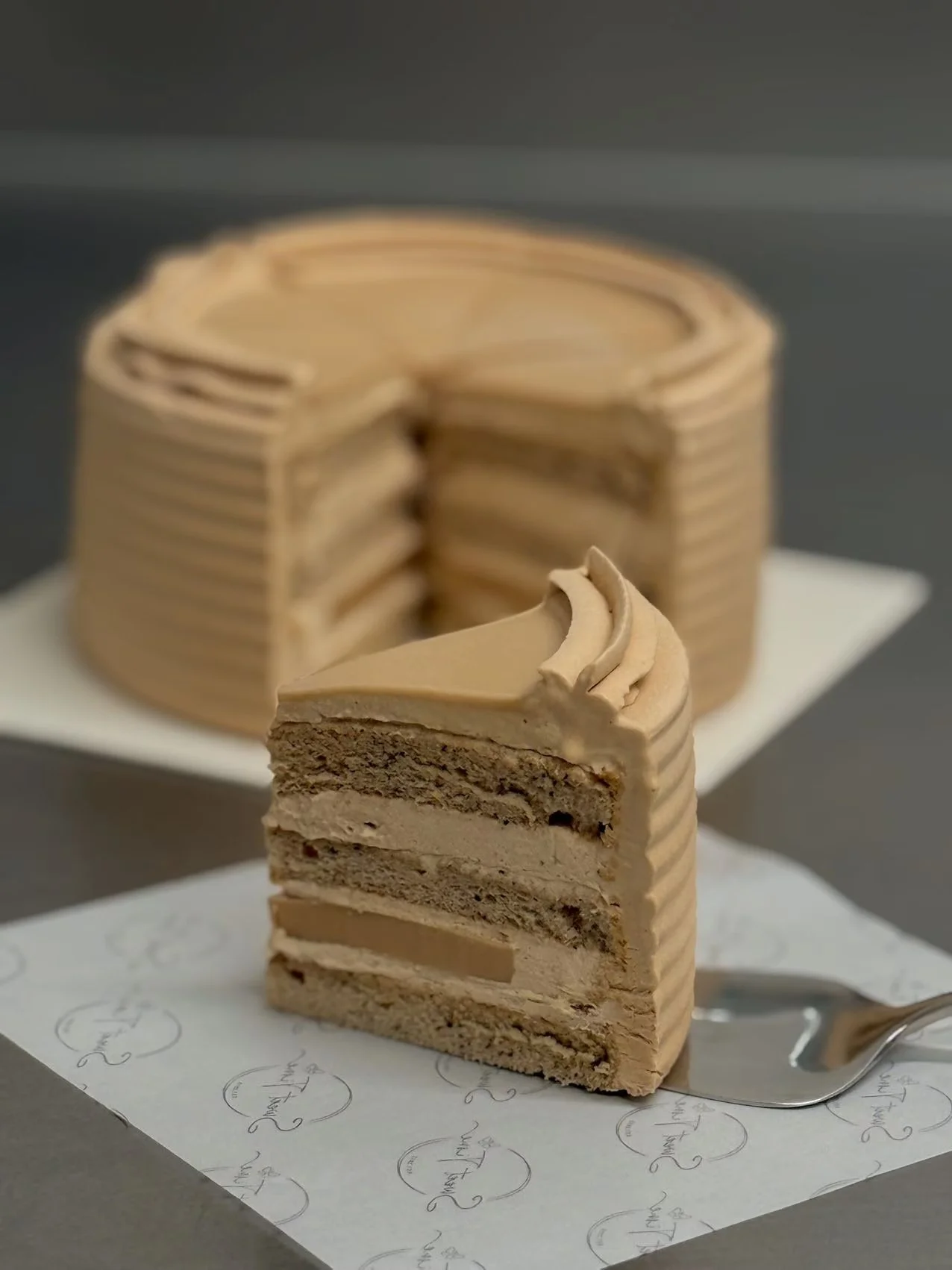 Sliced Milk Tea Cake with Milk Tea Jelly