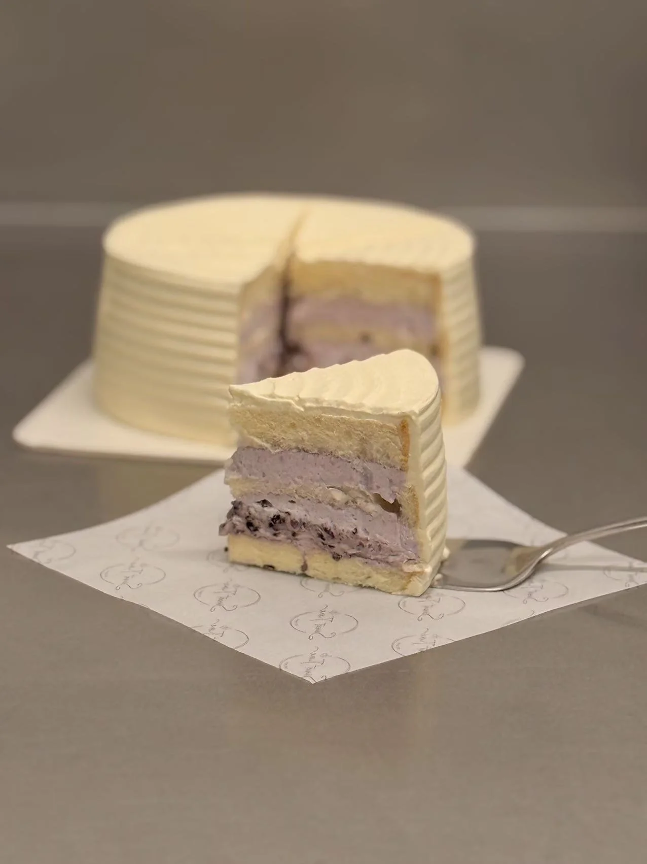 Sliced of Taro with purple rice