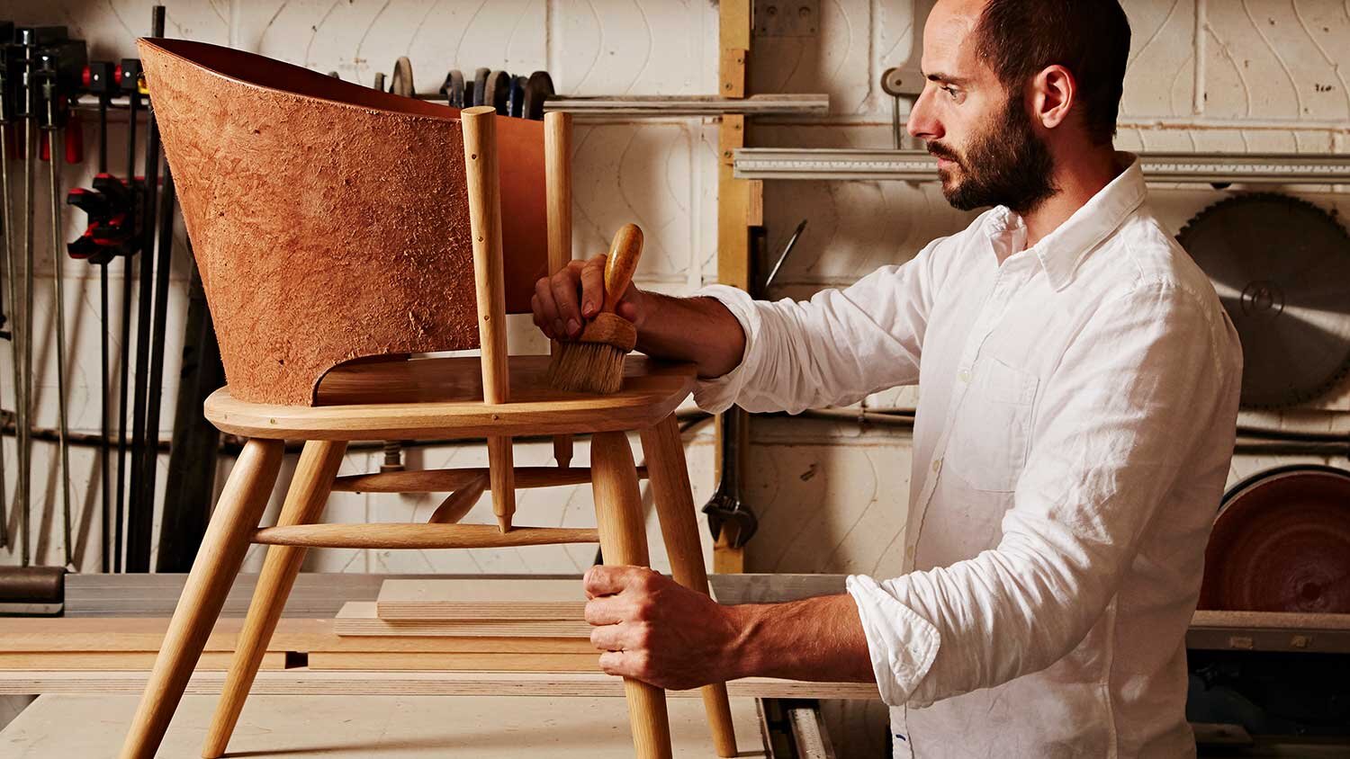 bespoke leather backed chair