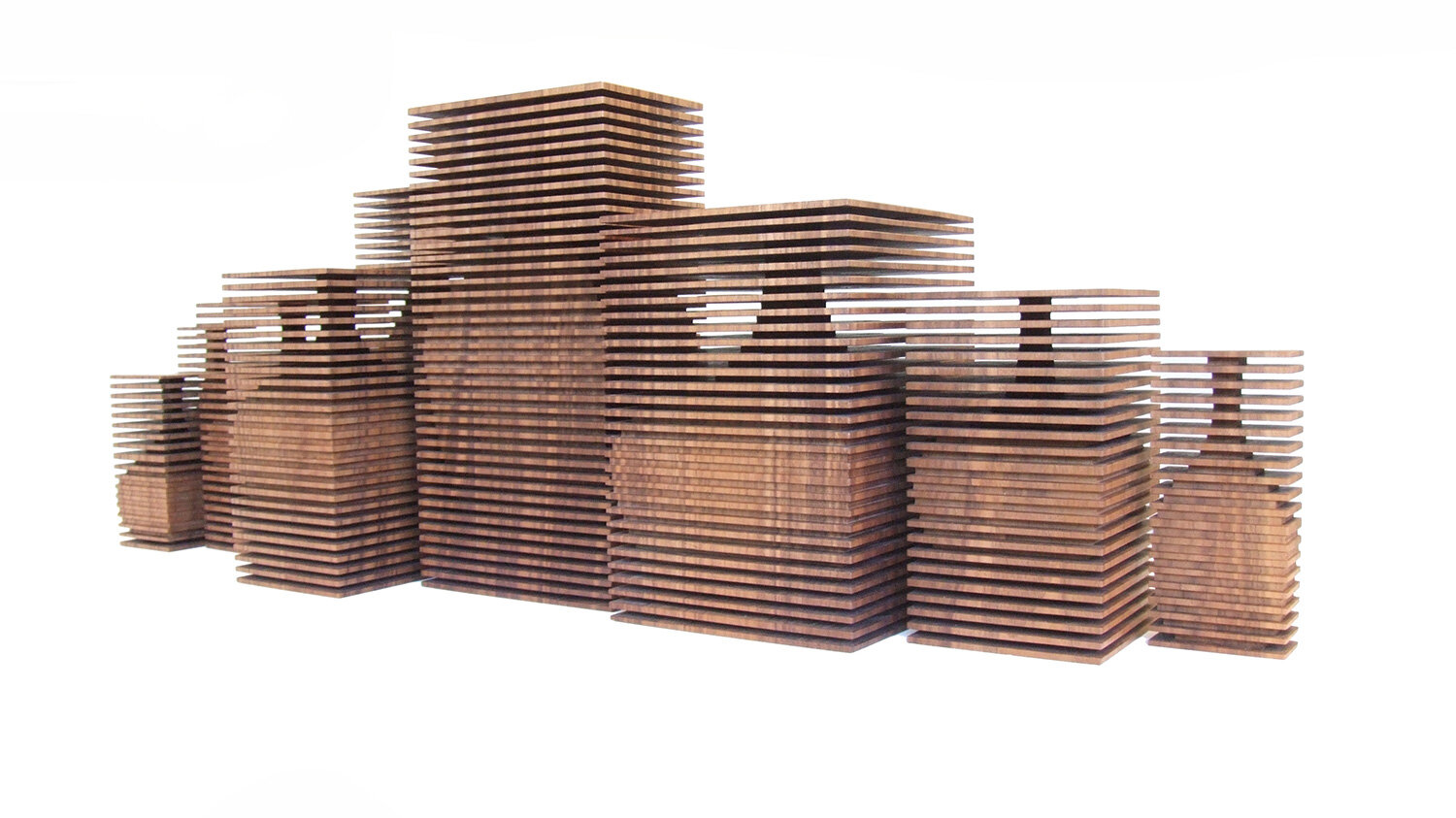 group of digital fabricated wooden objects