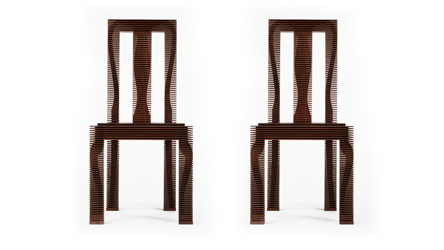 A pair of digital fabricated chairs