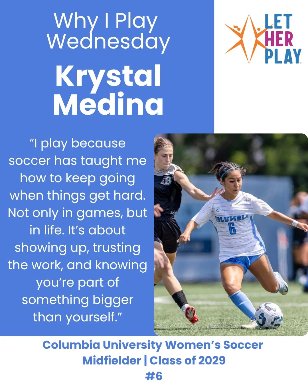 Krystal Medina, a freshman on the Columbia women&rsquo;s soccer team, plays for more than just the love of the game. She plays for the lessons it&rsquo;s taught her and the strength it&rsquo;s built. 

Here&rsquo;s her Why I Play:
&quot;I play becaus