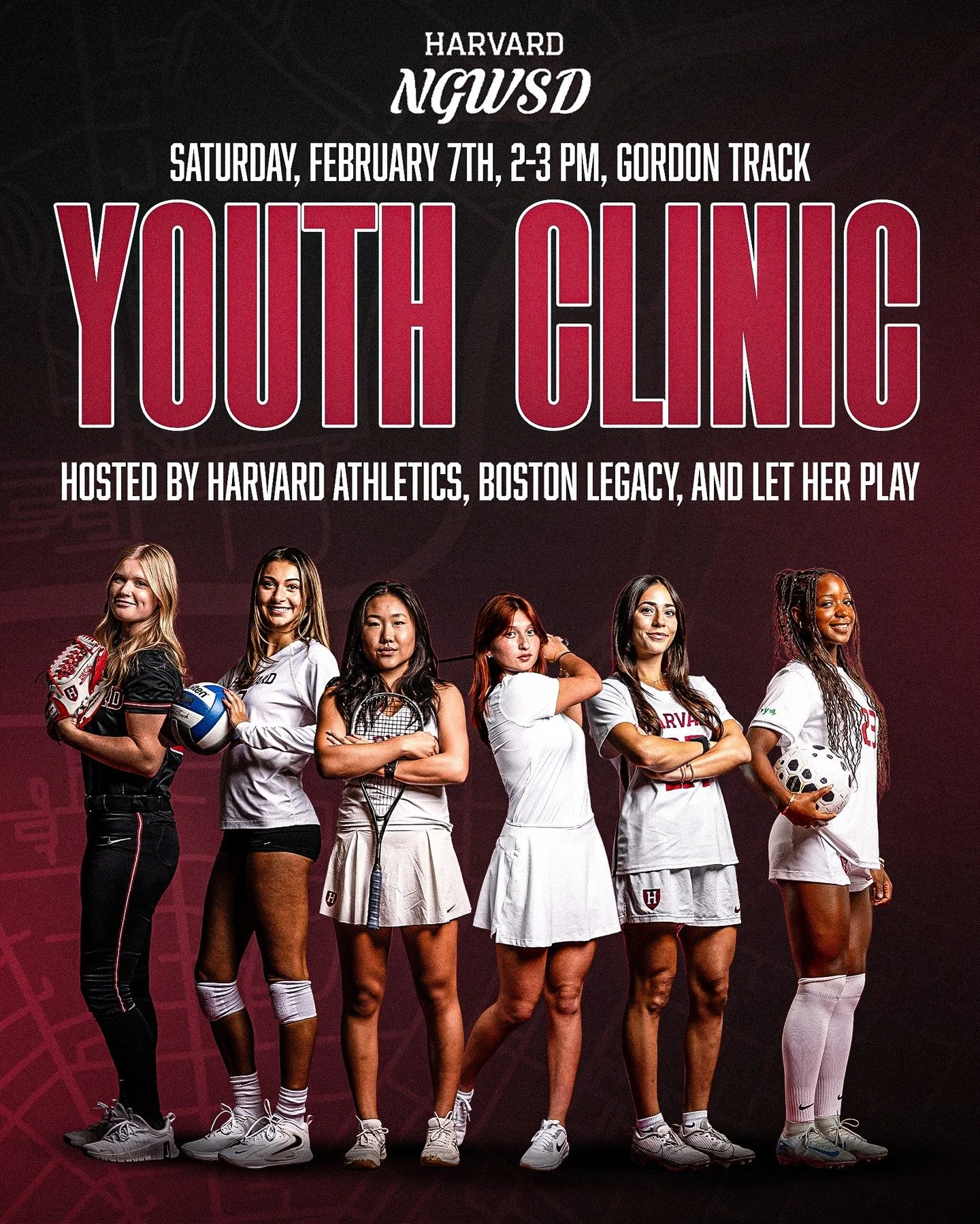 Join @harvardcrimson @bostonlegacyfc &amp; Let Her Play to celebrate National Girls &amp; Women in Sports Day on Saturday, February 7th with a youth multi-sport clinic at 2 pm &amp; stay to watch @harvardwhockey take on @princetonwhockey at 3 pm!

Re