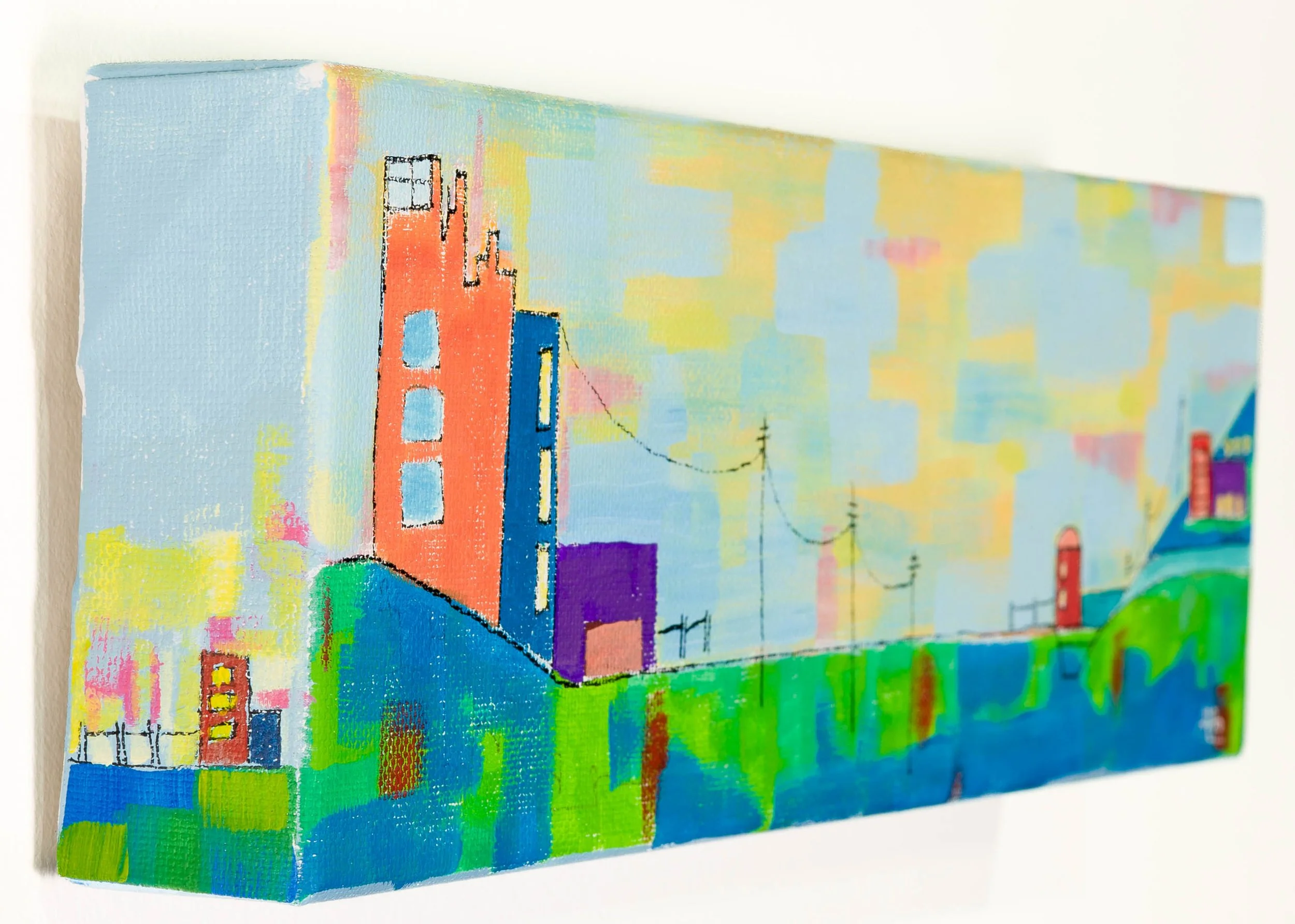One of a series of 12" x 4" landscape paintings inspired while traveling through Sonoma, Napa and San Joaquin Valleys.