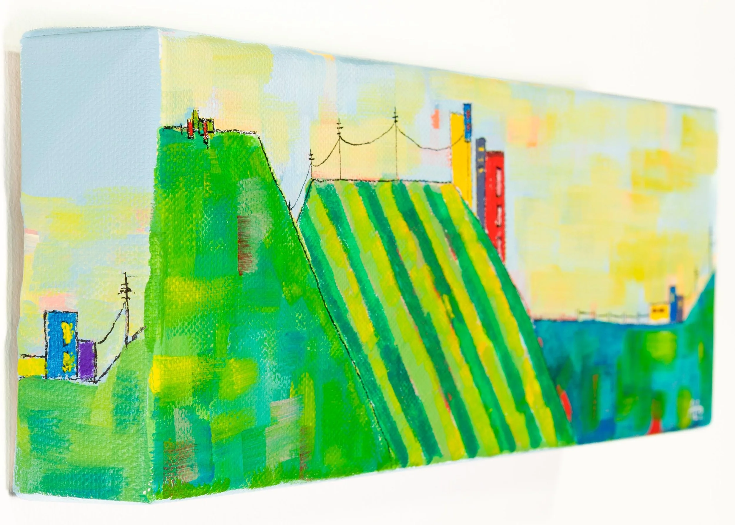 One of a series of 12" x 4" landscape paintings inspired while traveling through Sonoma, Napa and San Joaquin Valleys.
