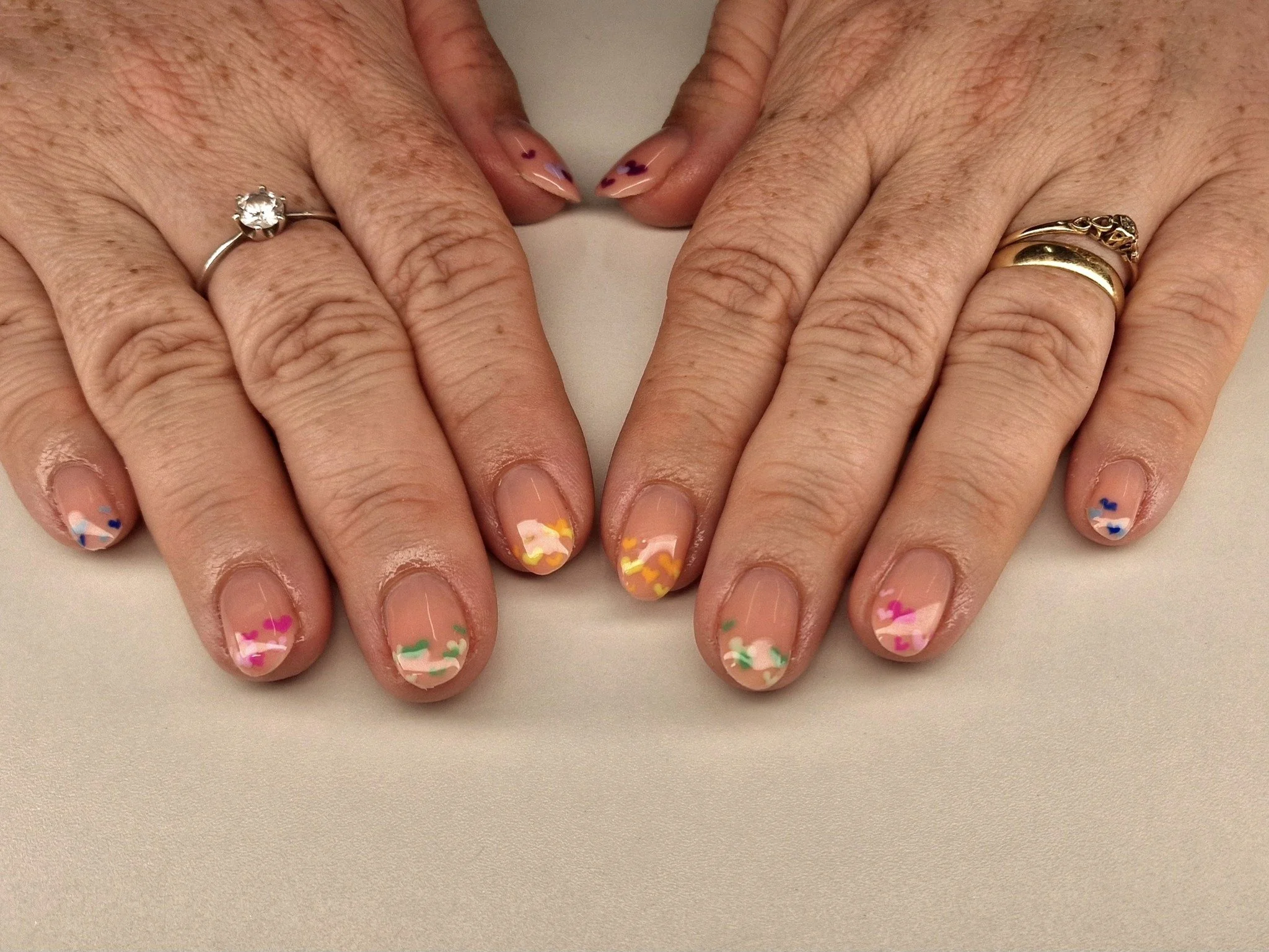 💙🩷💚🧡💜

💅 Service: BIAB Gel Fingers with Intermediate Nail Art 
🕑 Time: 90 mins
💷 Cost: &pound;42

Check Availability &amp; Book Online at www.strawberrybronze.co.uk 🍓

🧴Products: 
@the_gelbottle_inc 
@labology3 
@glitterplanetuk 
@thecuticl