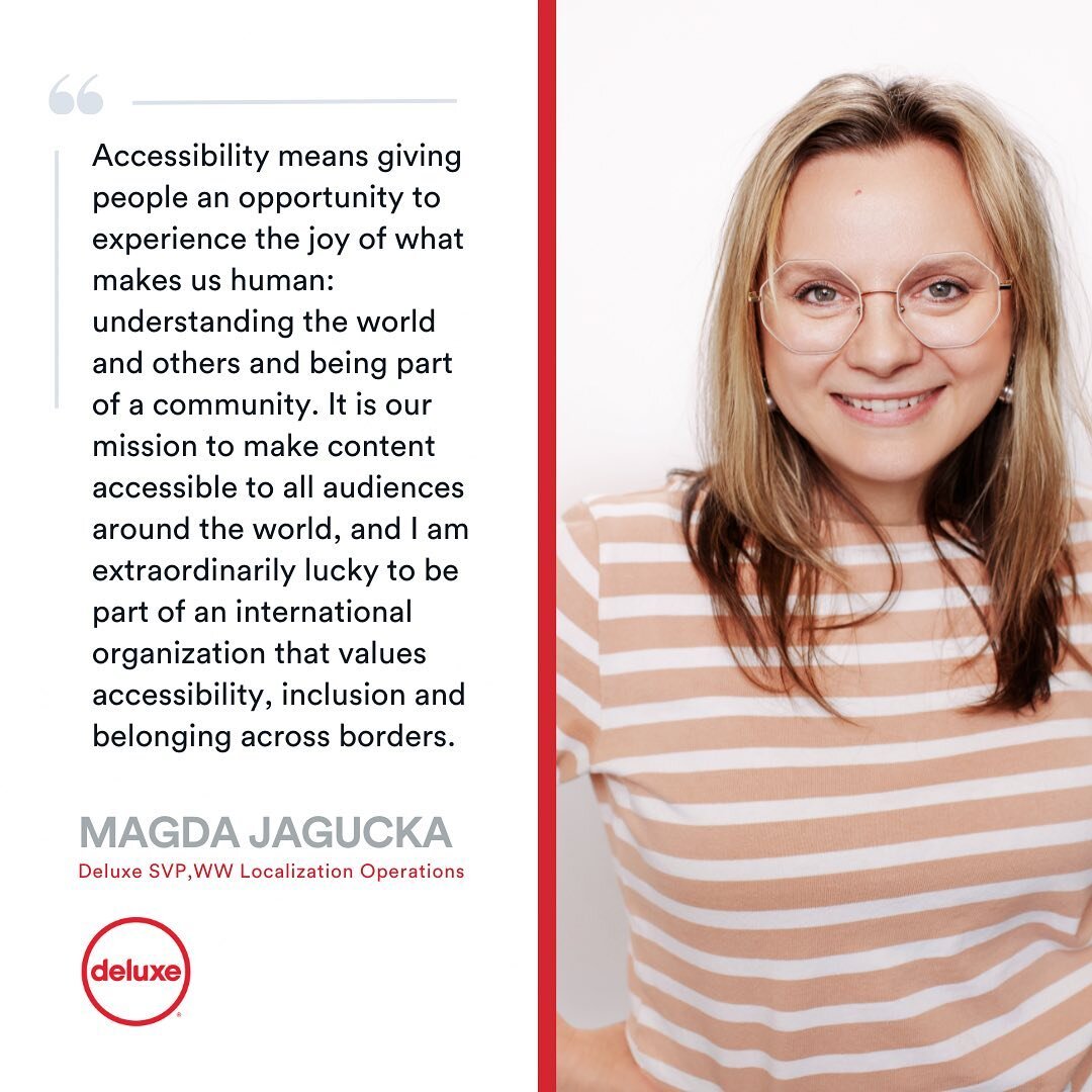 In celebration of Global Accessibility Awareness Day, we asked our amazing SVP of Localization Operations and Executive Sponsor of our DiversAbility ERG, Magda Jagucka, what accessibility means to her. Here's her insightful response!

#WeAreDeluxe #a