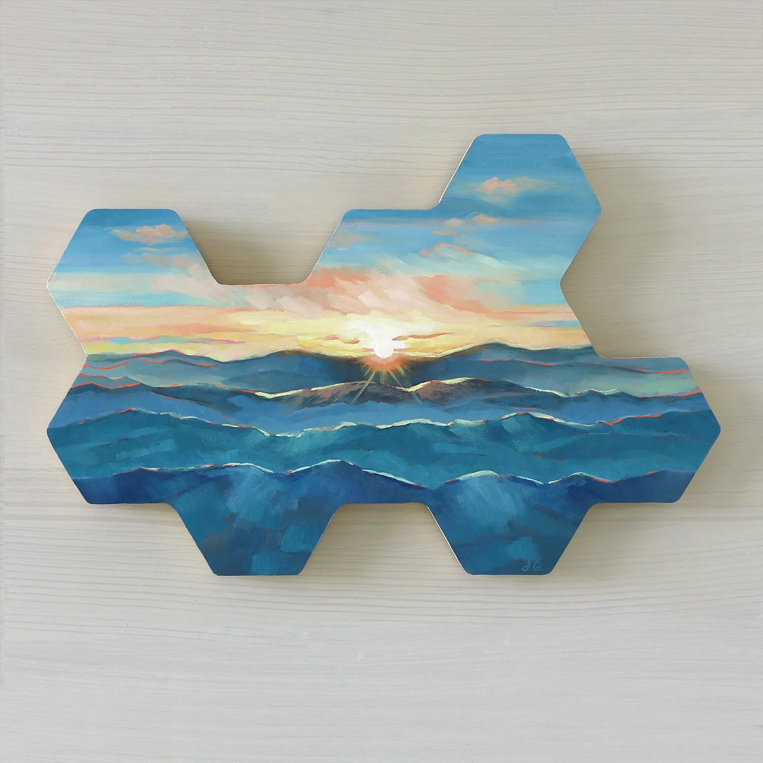 Cerulean Sunrise, 13.75W x 9H x .5D inches, $235
