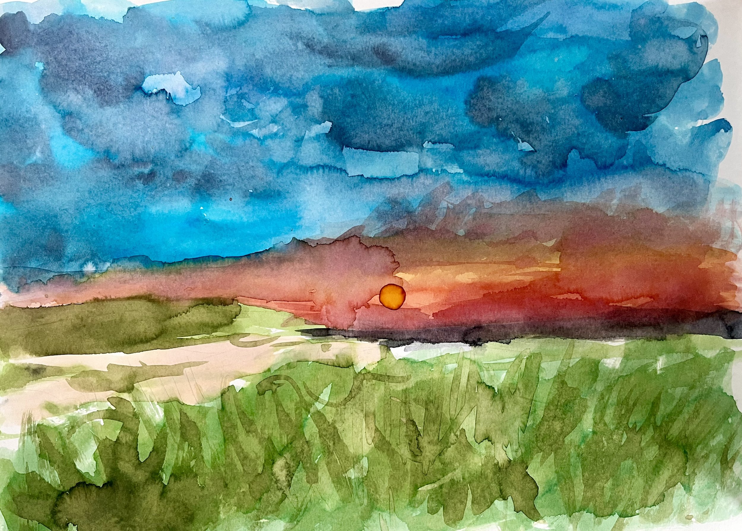 MAGIC HOUR, WATERCOLOR, 11"X14" (2024)