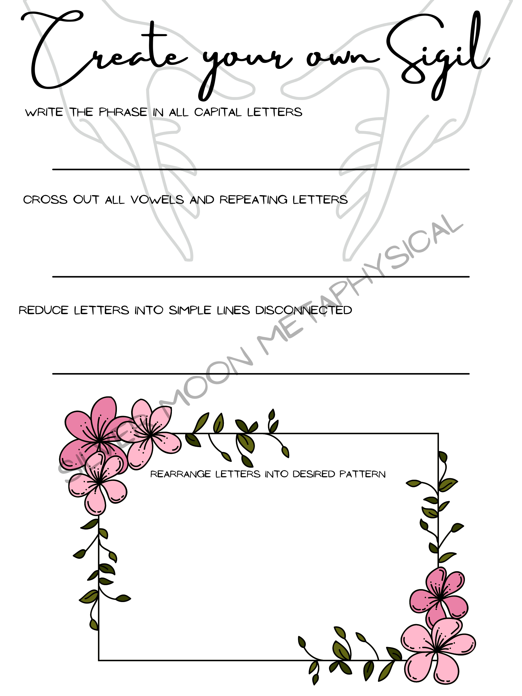 Create your own Sigil Worksheet for Book of Shadows/Grimoire — Silver