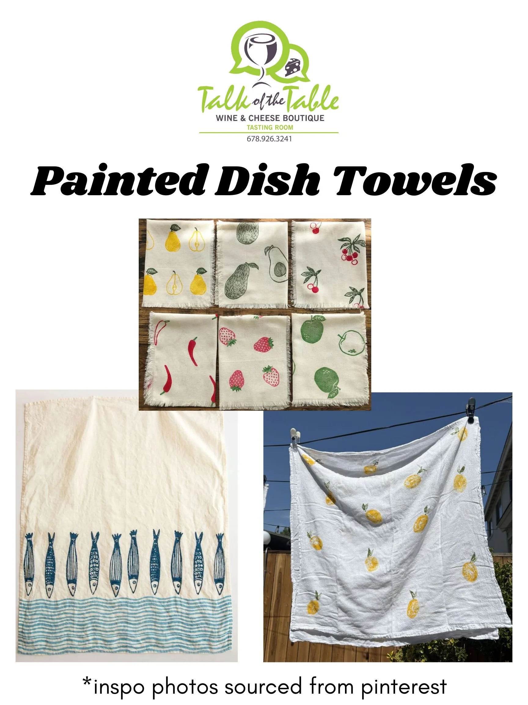 Painted Tea Towels Craft-ernoon - 3/14 @ Talk of the Table