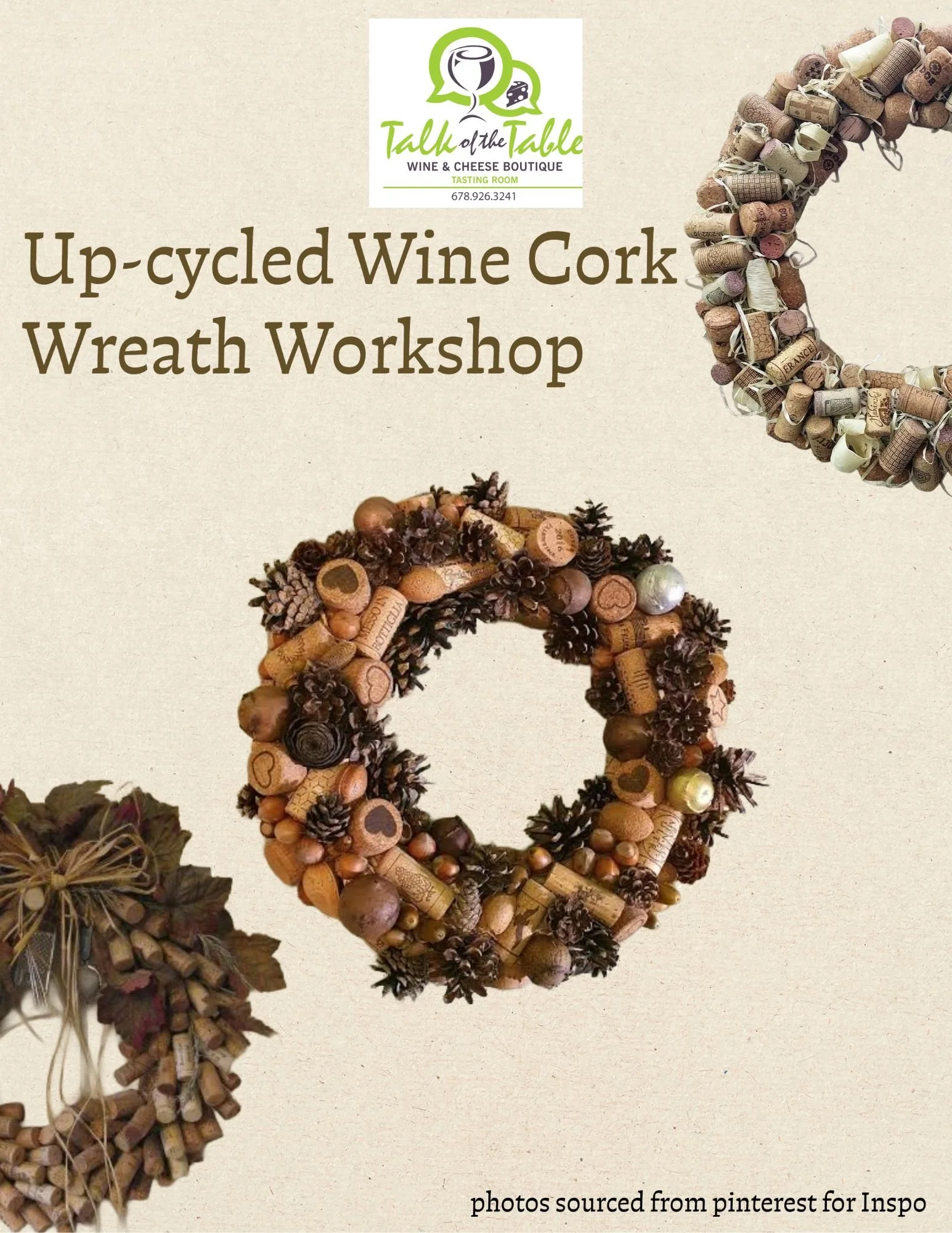 Cork Wreath Craft-ernoon - 10/24 @ Talk of the Table