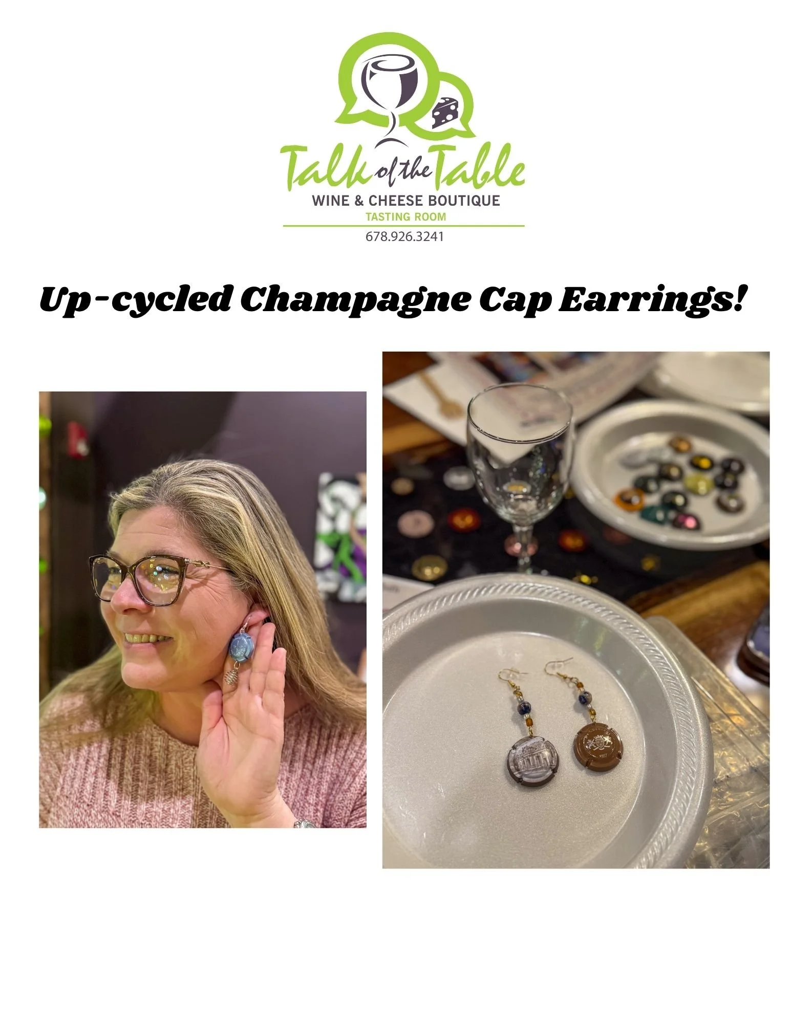 Champagne Cap Earrings Craft-ernoon - 9/12 @ Talk of the Table