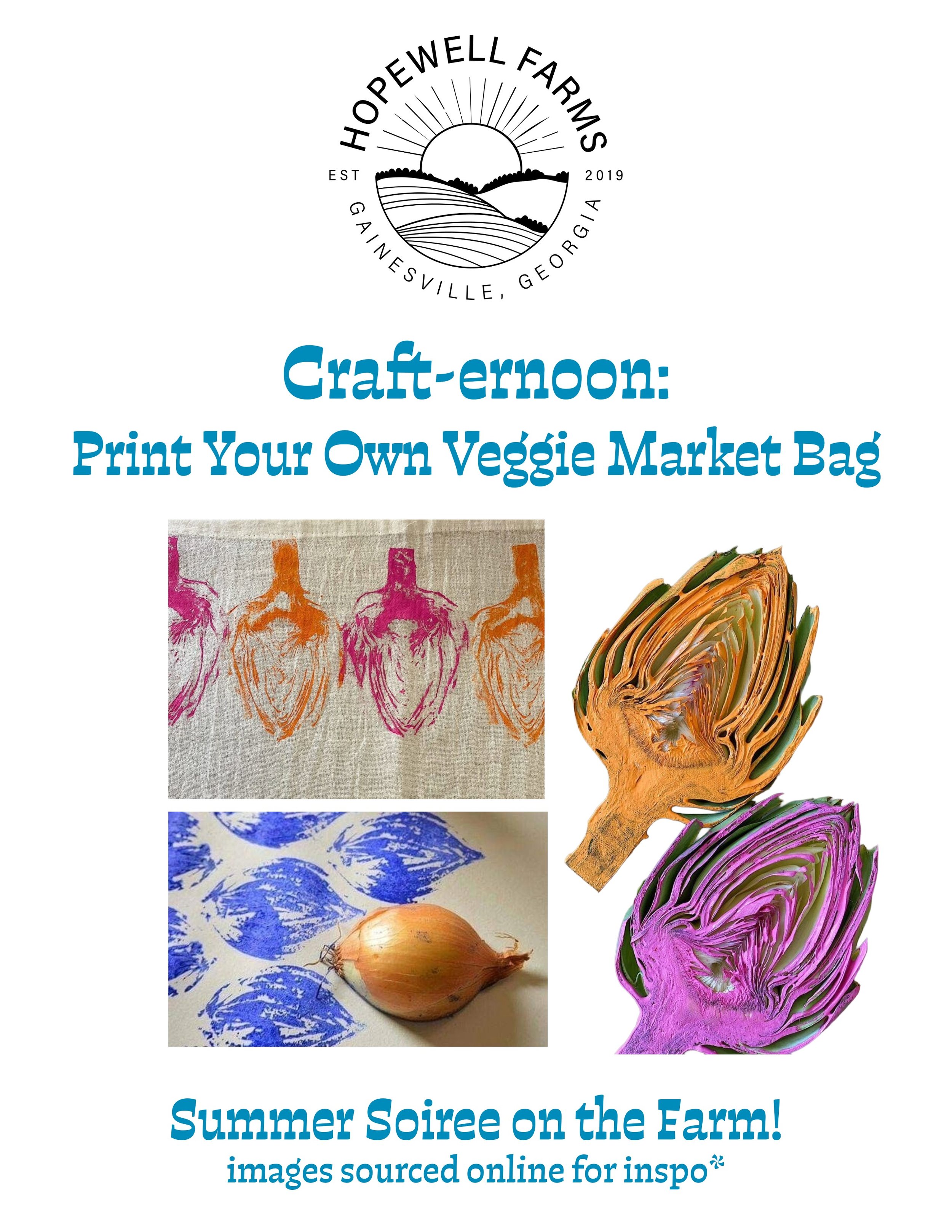 Summer Soiree Craft-ernoon: Veggie Printing on Tote Bags - 6/12 @ Hopewell Farms