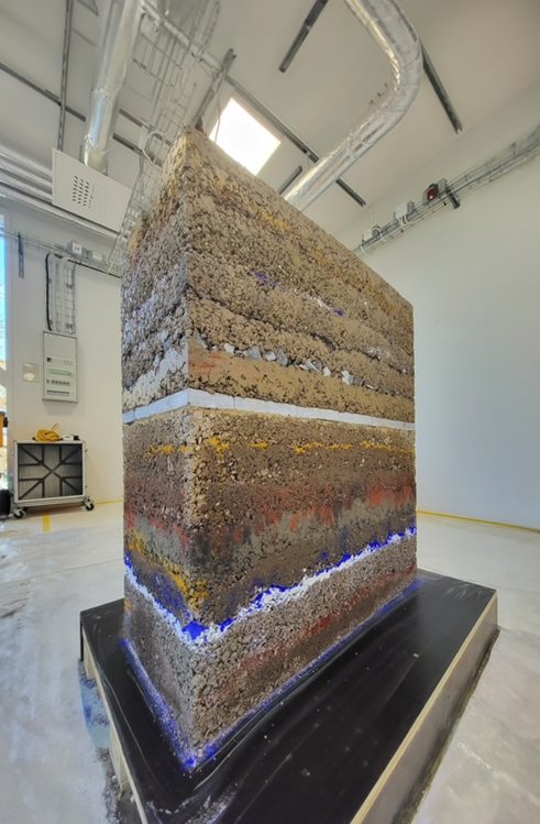 Rammed earth, produced at HSB Living Lab, Gothenburg to investigate the use of clay sourced from local construction site to produce pre-fab elements - Johan Jönsson