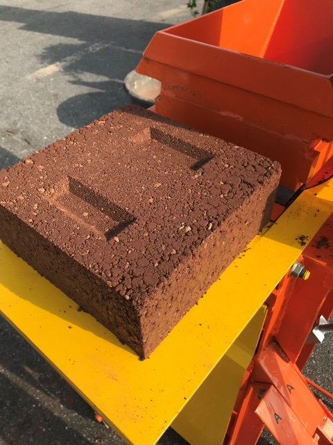 Compressed Earth Block made at public workshop, Frihamnsdagarna, Gothenburg - Johan Jönsson