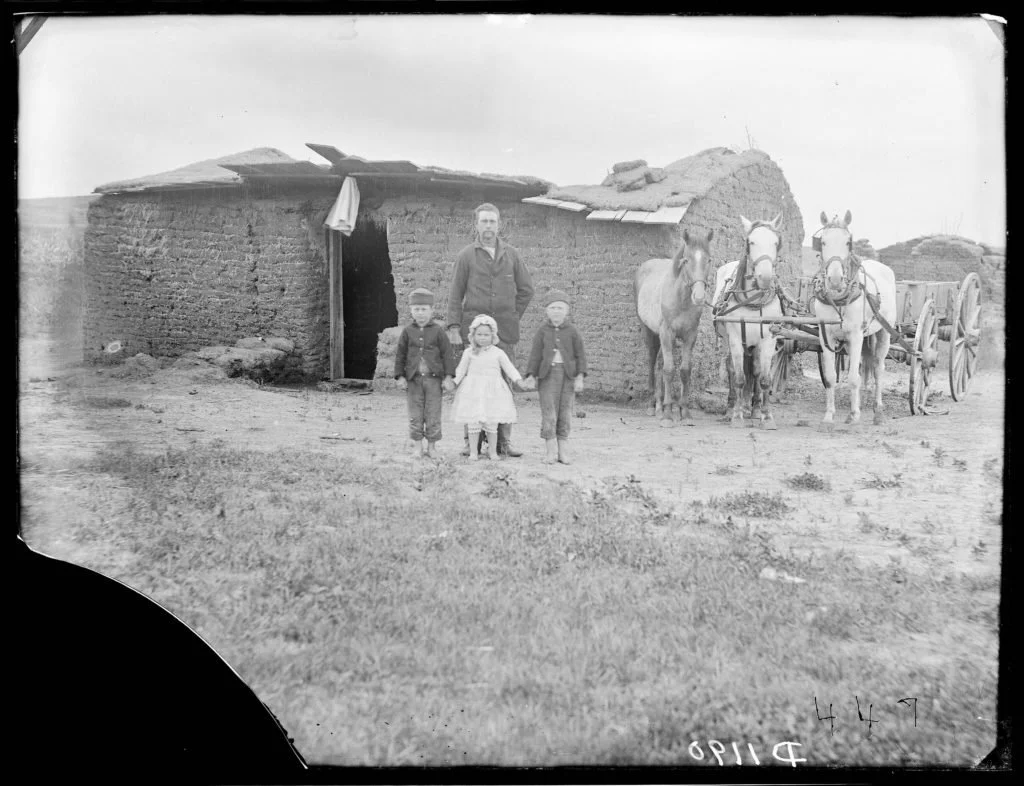  Sod construction by settlers in the prairie (Image source: Courtesy Nebraska State Historical Society, RG2608-1190, photographer: Solomon Butcher) - Lola Ben-Alon