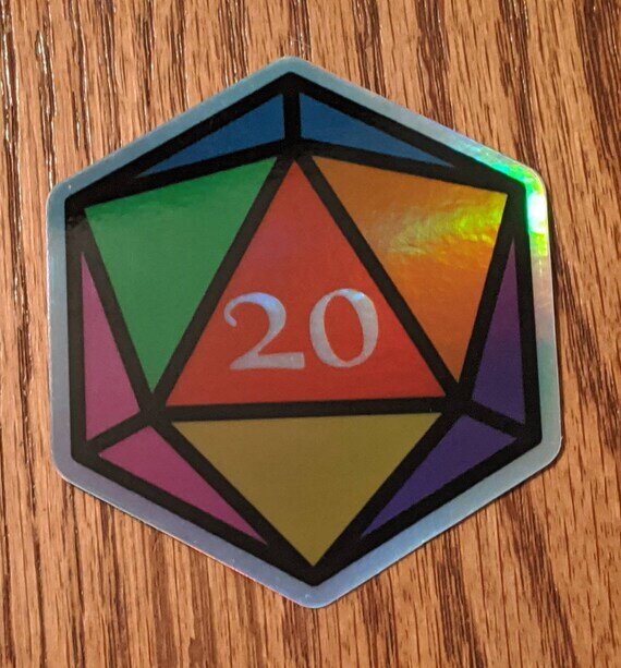 Holographic d20 Sticker