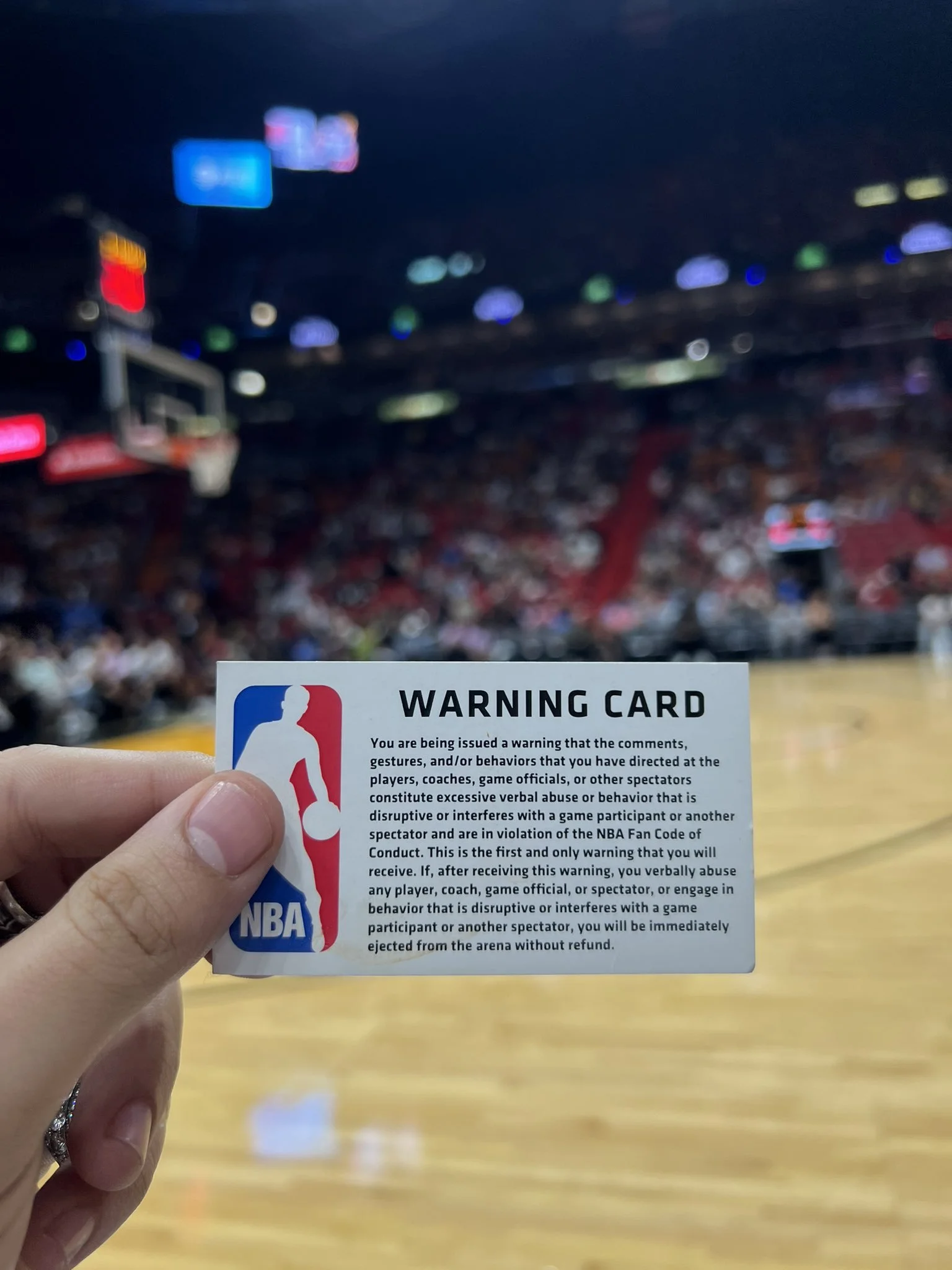 NBA is supposedly giving out warning cards to fans
