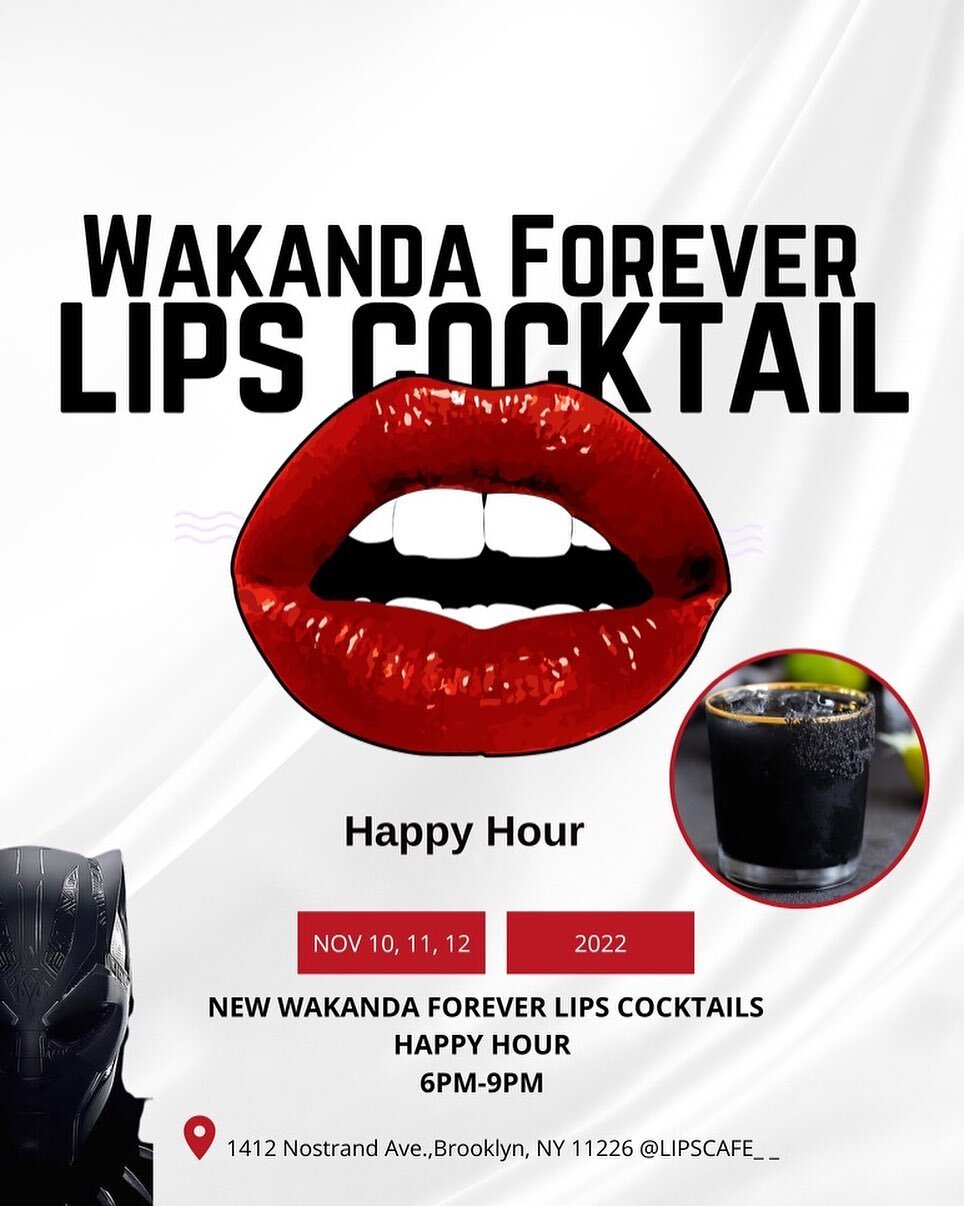 In celebration of the release of Black Panther: Wakanda Forever we will be serving our very own Wakanda Forever cocktail! 
Stop by this weekend for a drink 🖤🖤