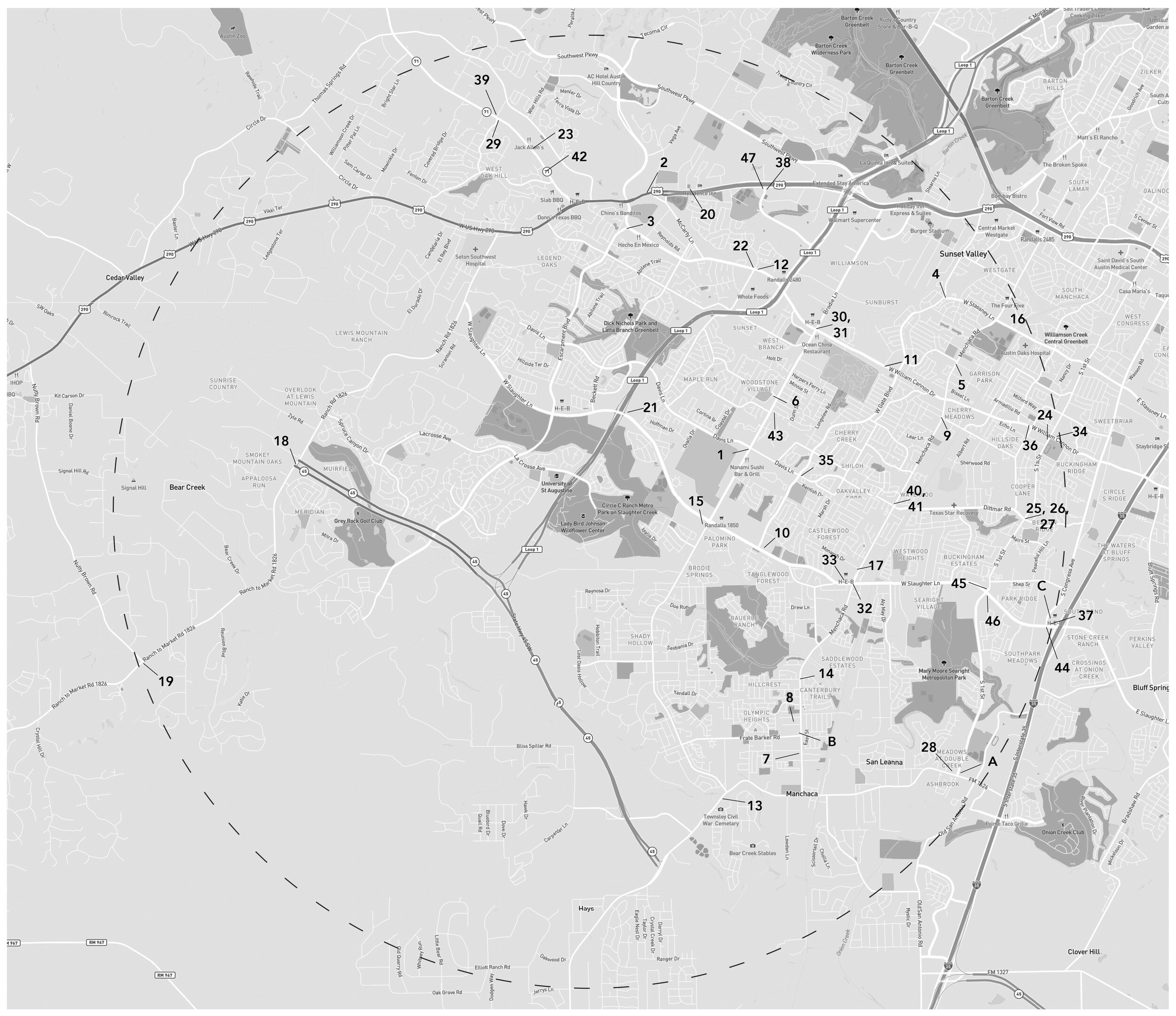 Geographical distribution of gas stations -- Map: OpenStreetMap, © OpenStreetMap contributors