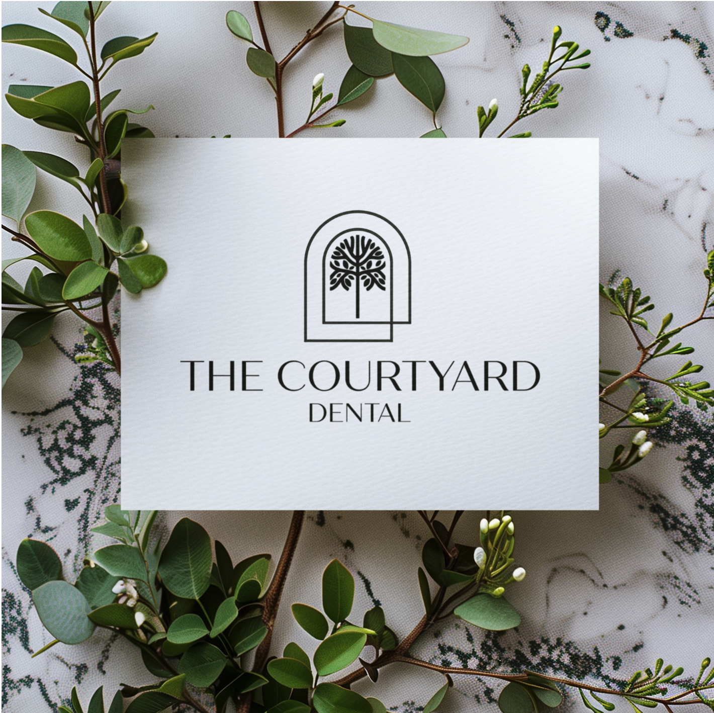 Logo design and brand identity for The Courtyard Dental in Nampa, Idaho