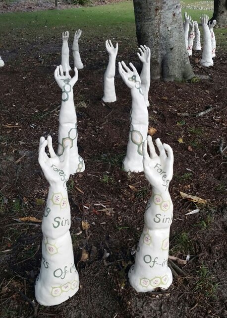 Installation of 12 pairs of earthenware arms