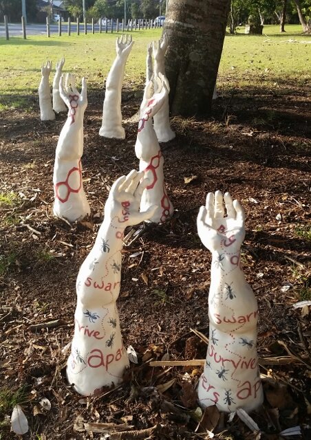 Installation of 12 pairs of earthenware arms