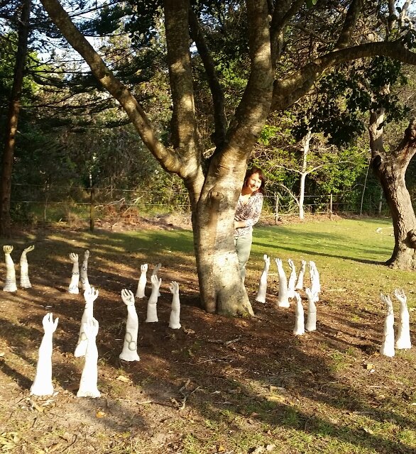 Installation of 12 pairs of earthenware arms