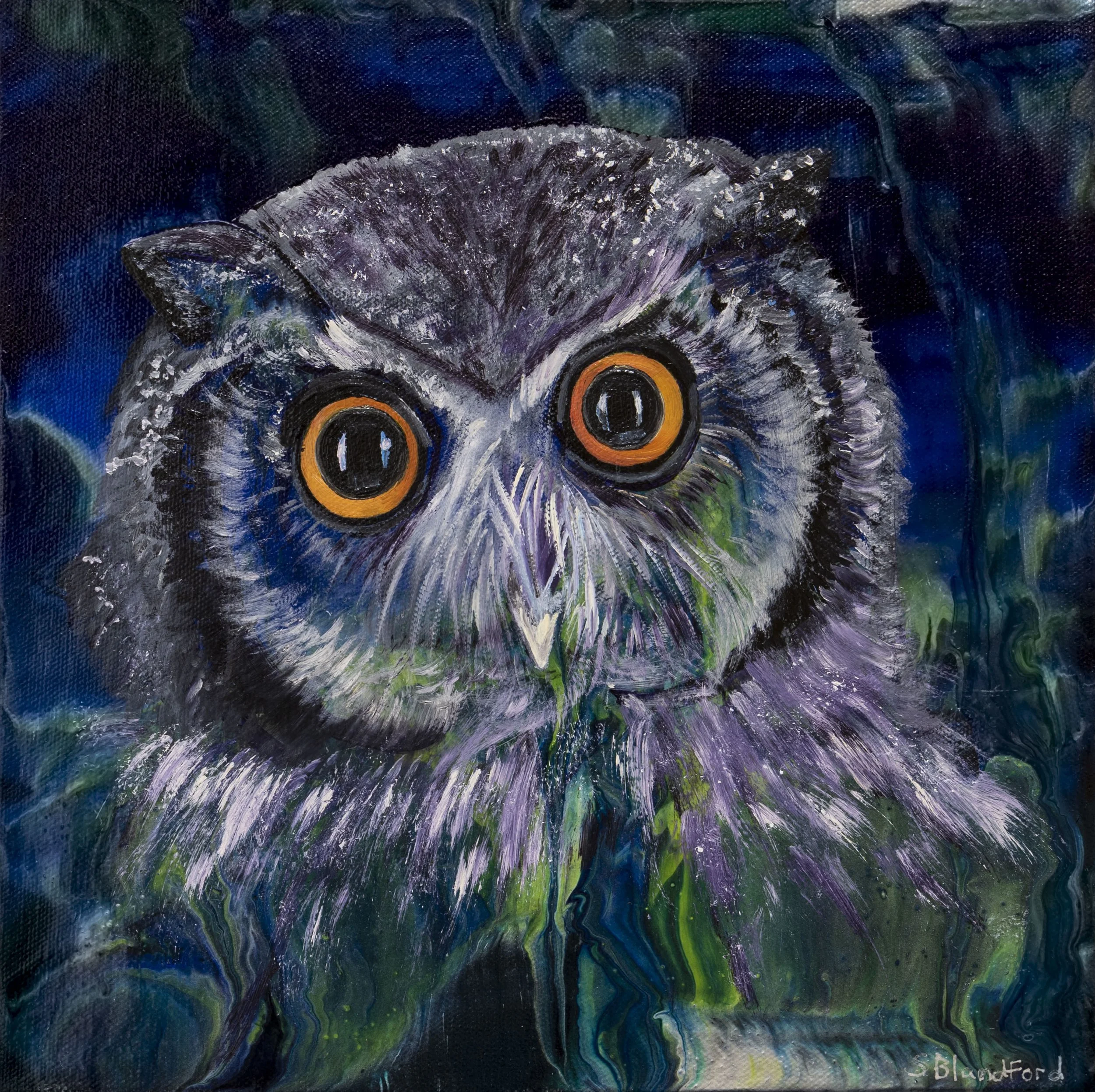 Enchanted Owl Acrylic Canvas Painting