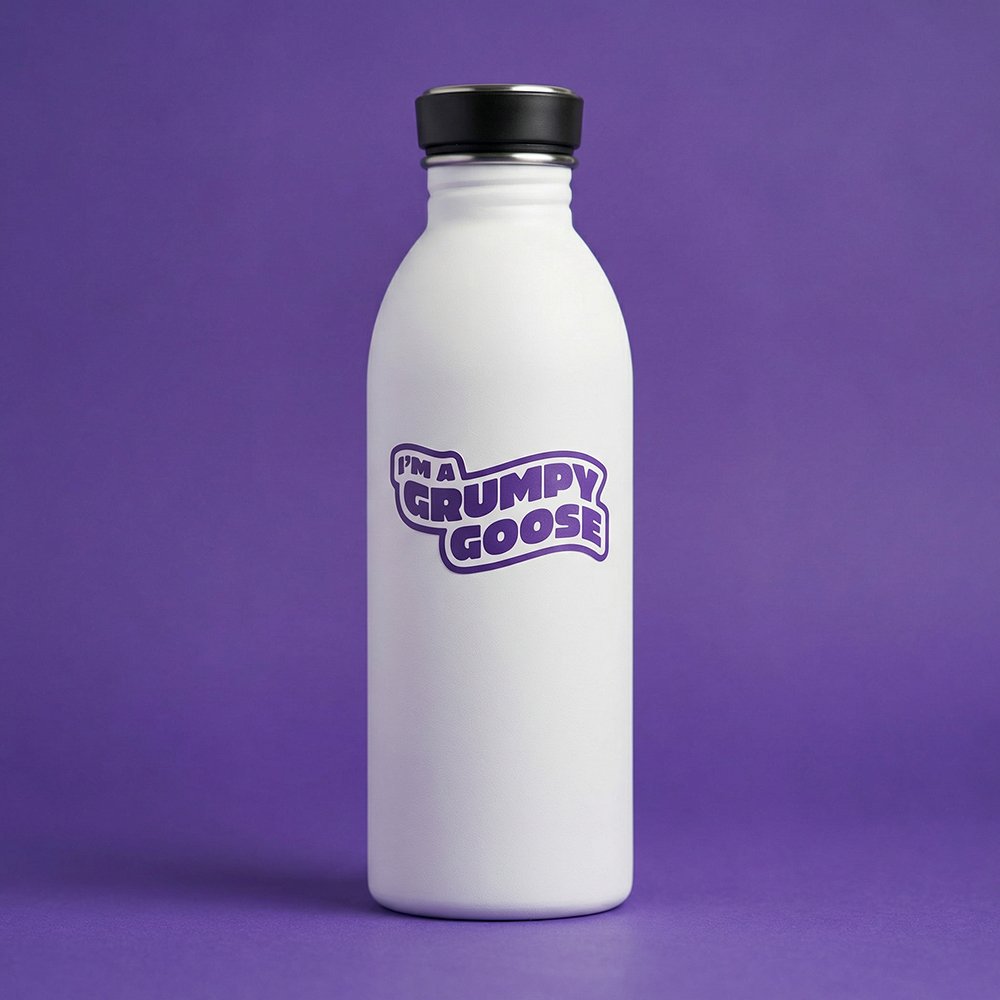 Grumpy Goose Sticker on Water Bottle-2.jpg