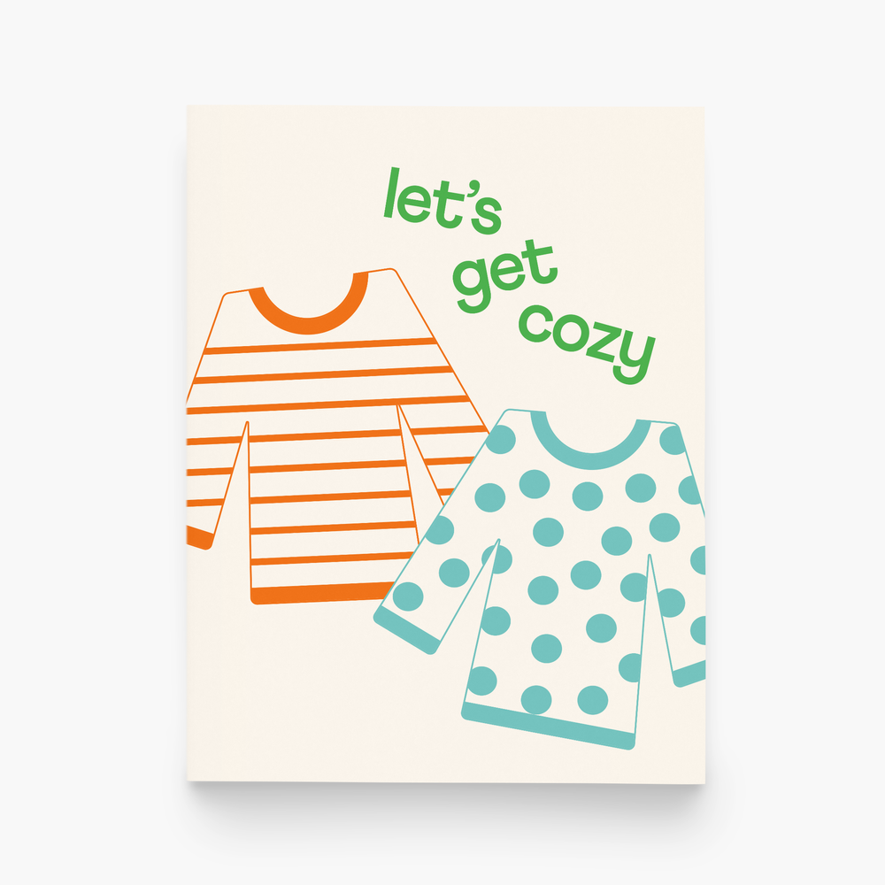 Let’s Get Cozy Holiday Sweaters Greeting Card