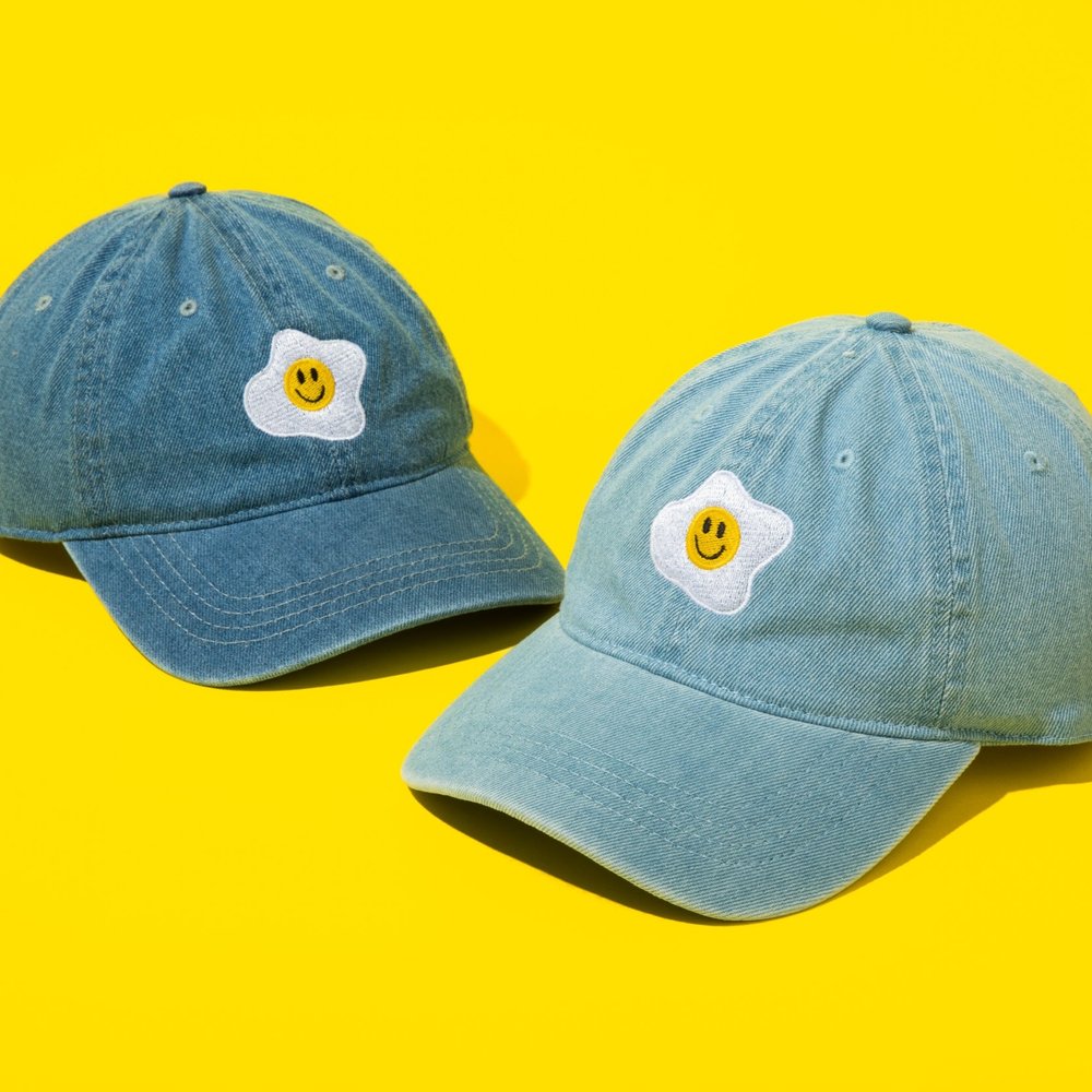 Happy Egg Embroidered Denim Hat