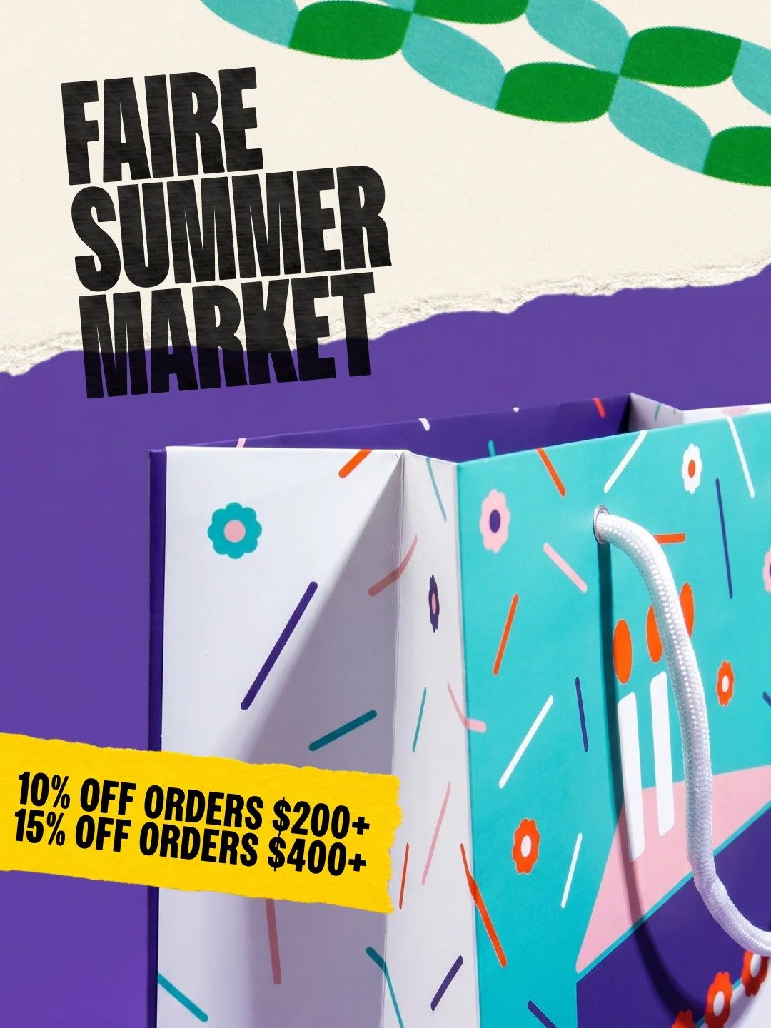 Faire Summer Market is here! Save on your order with our two discount tiers:

10% off orders $200+
15% off orders $400+

And a friendly reminder, please shop using our direct link: paperandstuff.faire.com