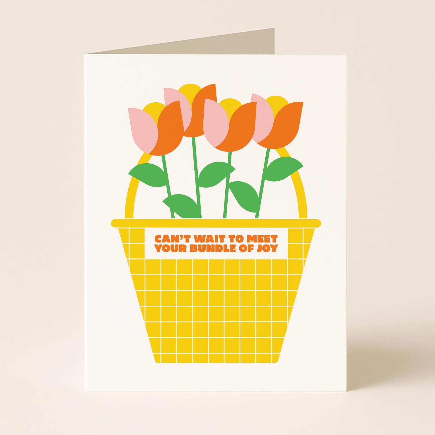 New Baby Basket of Tulips Greeting Card