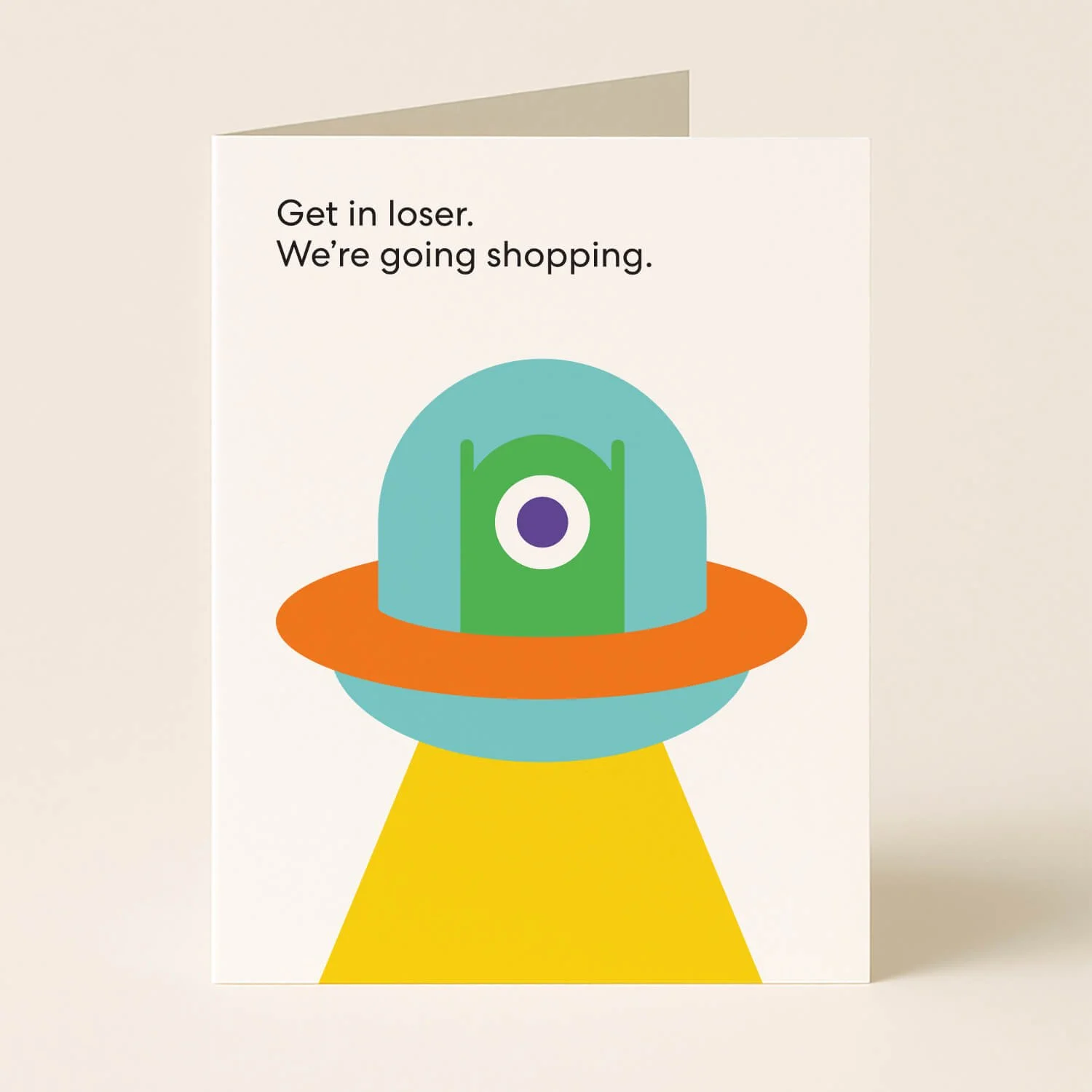 Alien UFO Shopping Trip Greeting Card