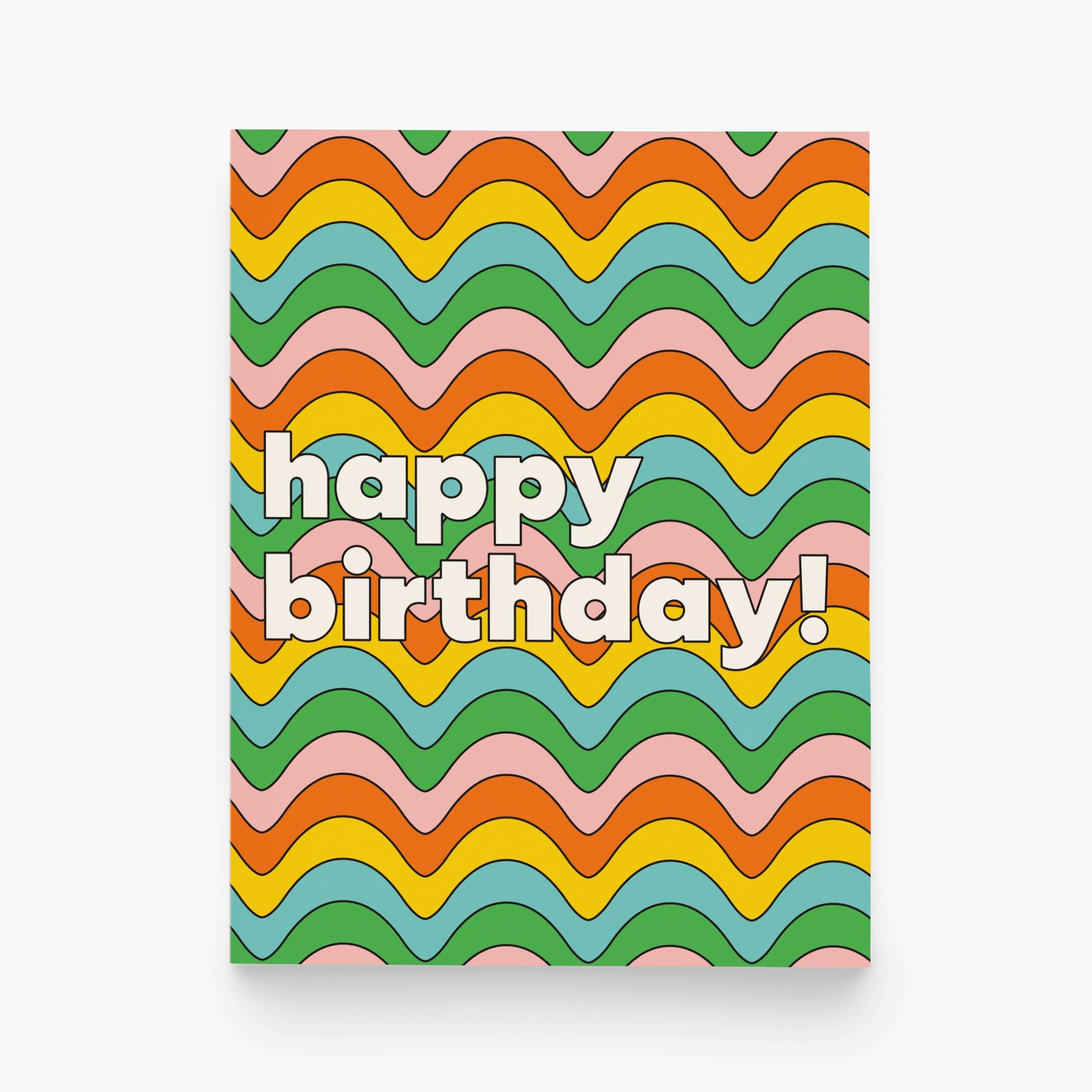 Retro Wavy Happy Birthday Greeting Card