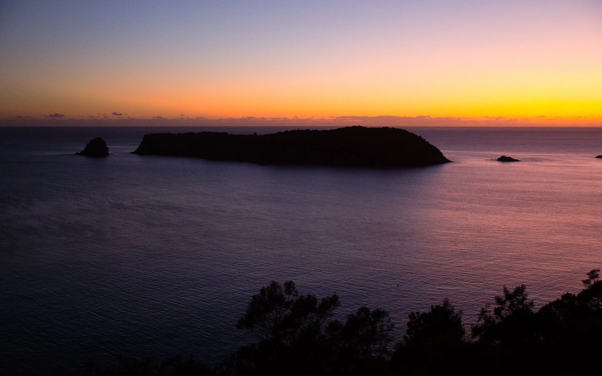 Just off from the Cathedral Cove region lies this island. Seen here in the predawn light.