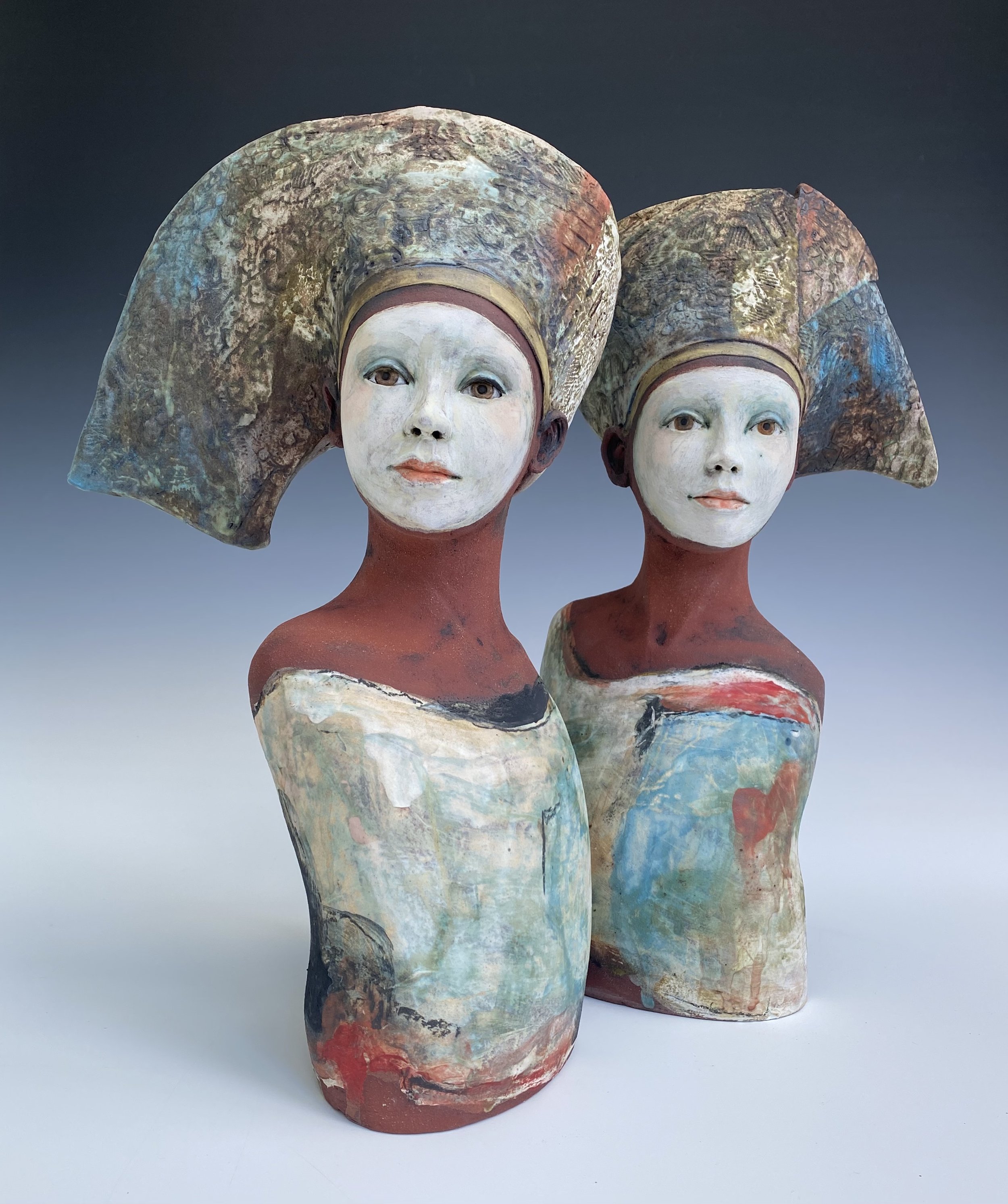 Pair of Torso/yellow bands - Height 38cm - Sold