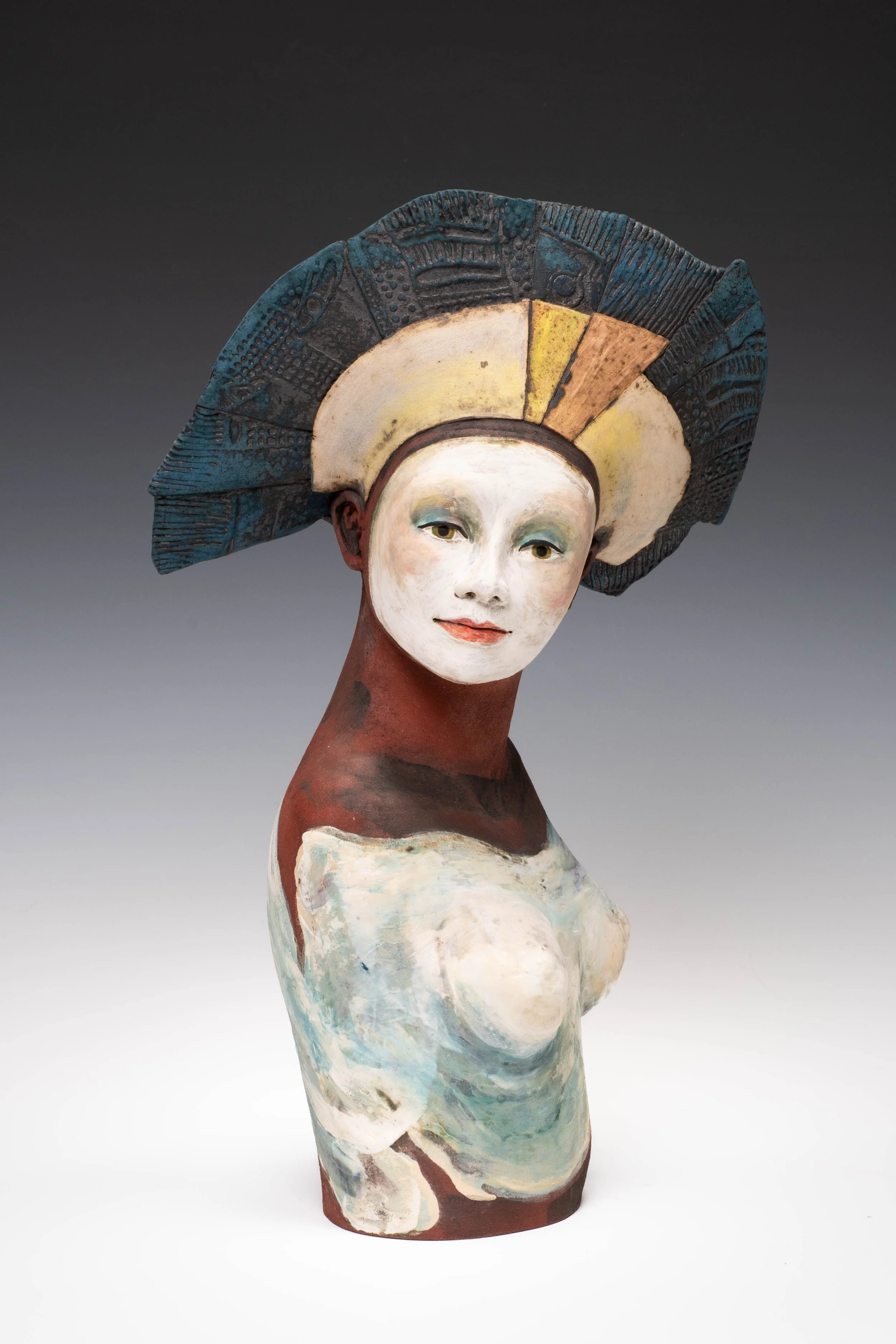 Red clay/blue hat twist - Height 46cm