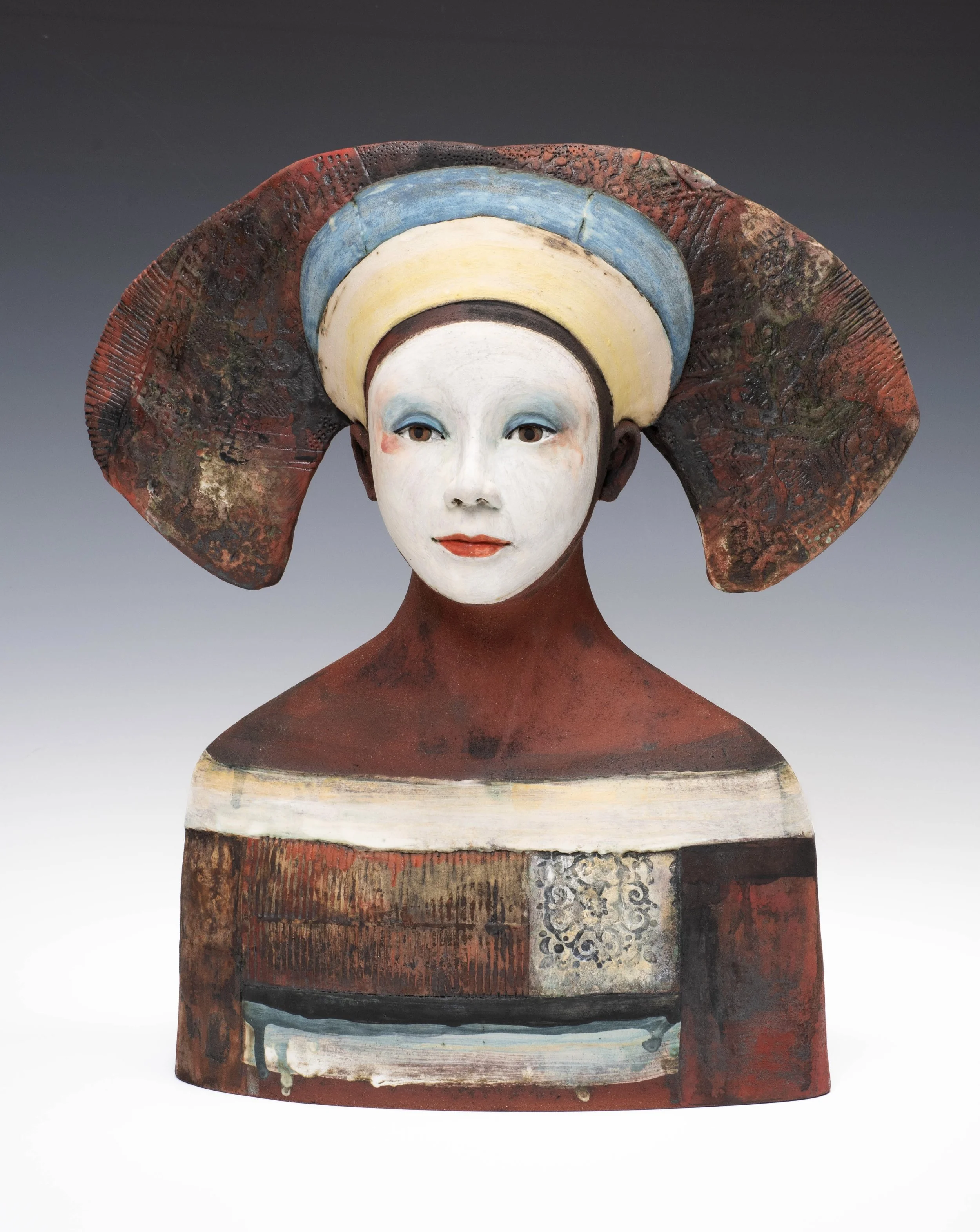 Red clay Bust/ red arc - Height 40.5cm