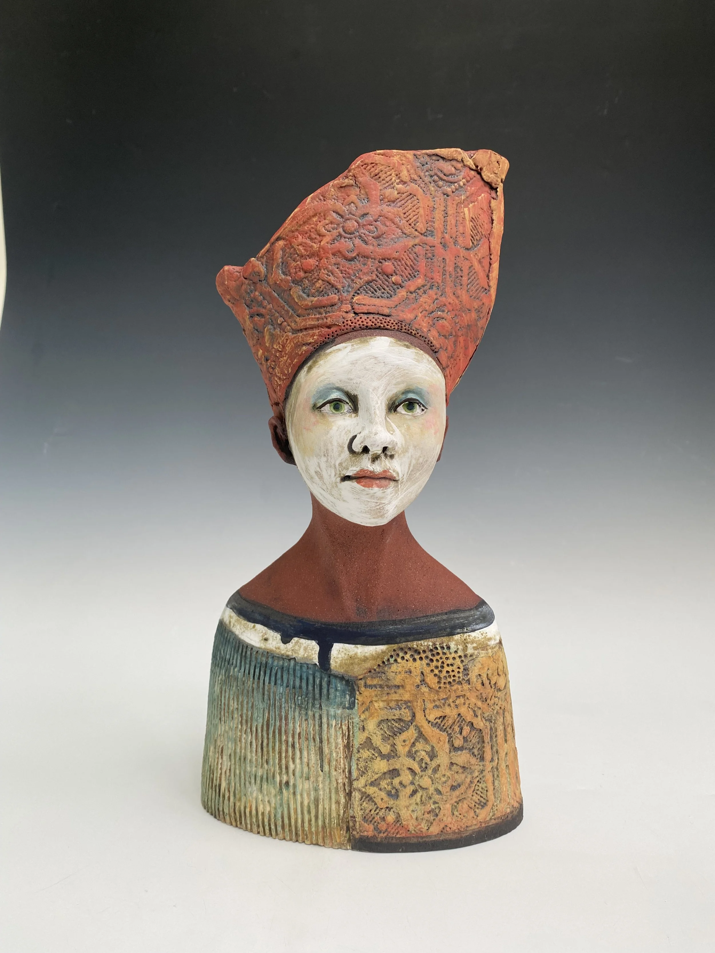 Tall red hat/ red clay - Height 31cm  - Sold