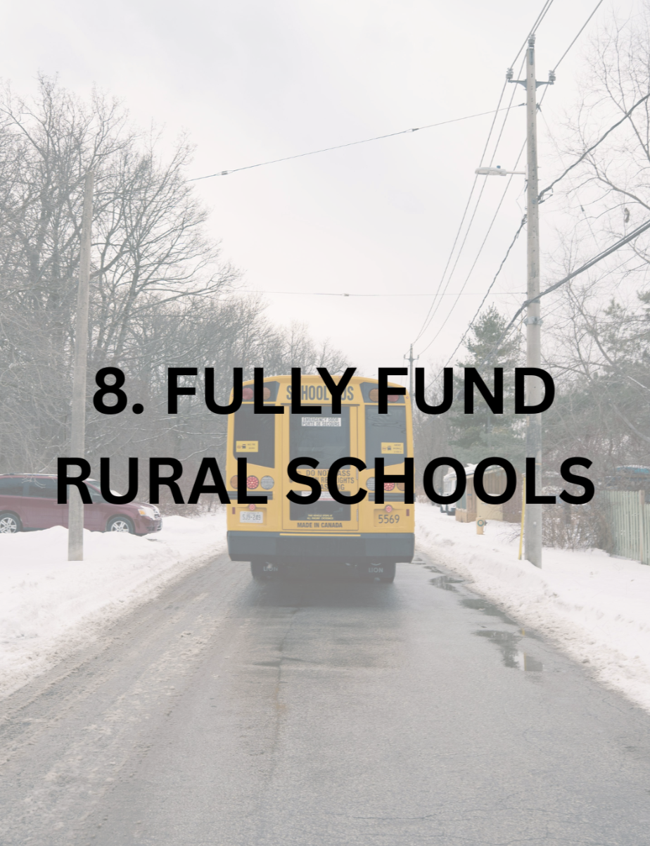 REQUIRE PUBLIC EDUCATION FUNDING EQUITY FOR RURAL& EXPAND INVESTMENTS IN COMMUNITY COLLEGES, TECHNICAL SCHOOLS & EXPERIENTIAL LEARNING