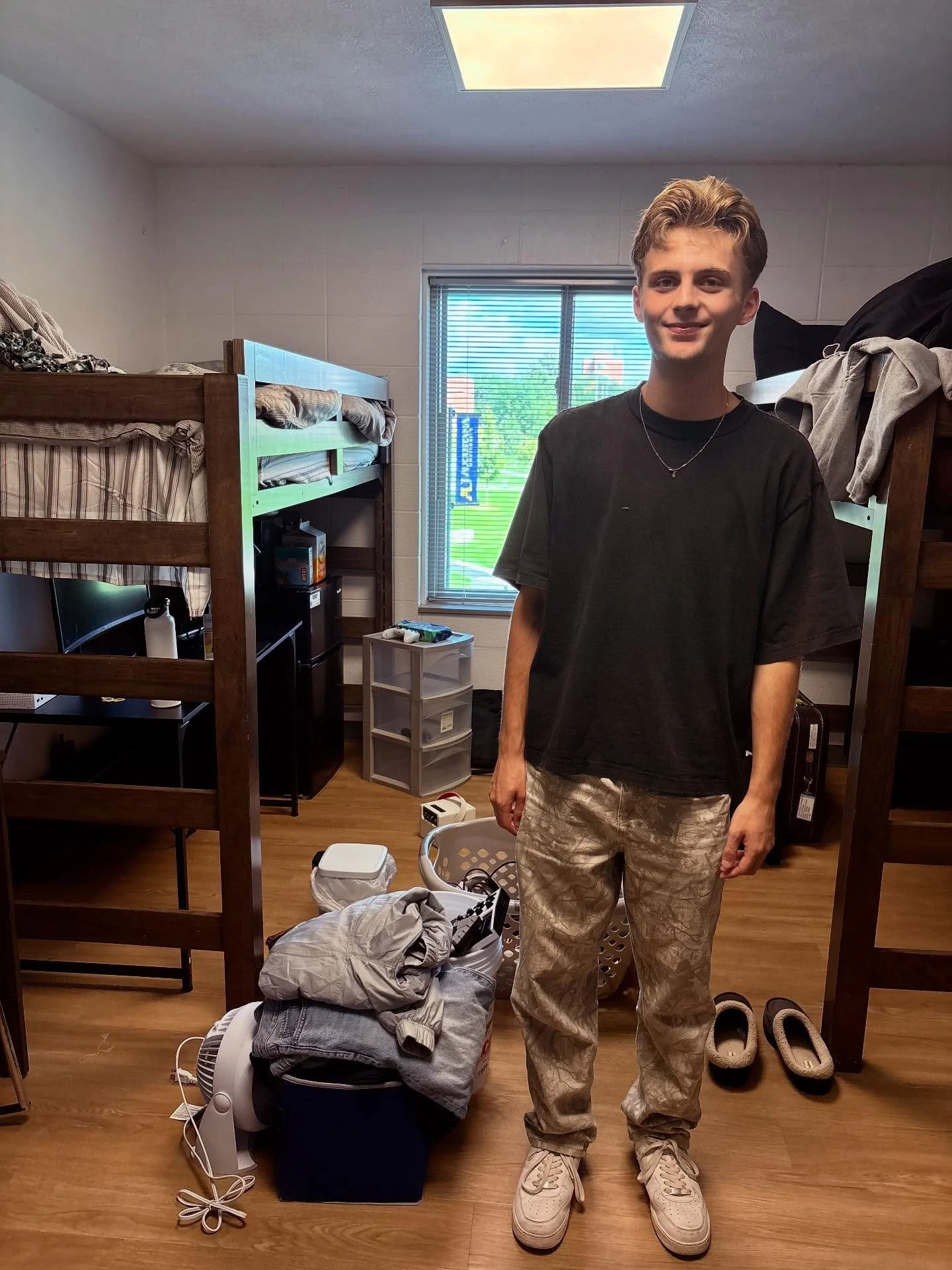 Hudson moved into his dorm today.

I texted Bec this pic and said &ldquo;He&rsquo;s growing up!&rdquo;

She wrote back &ldquo;He is grown up!&rdquo; 😊

My prayer several times today &ldquo;Lord, watch over my son.&rdquo;

Can&rsquo;t wait to see all
